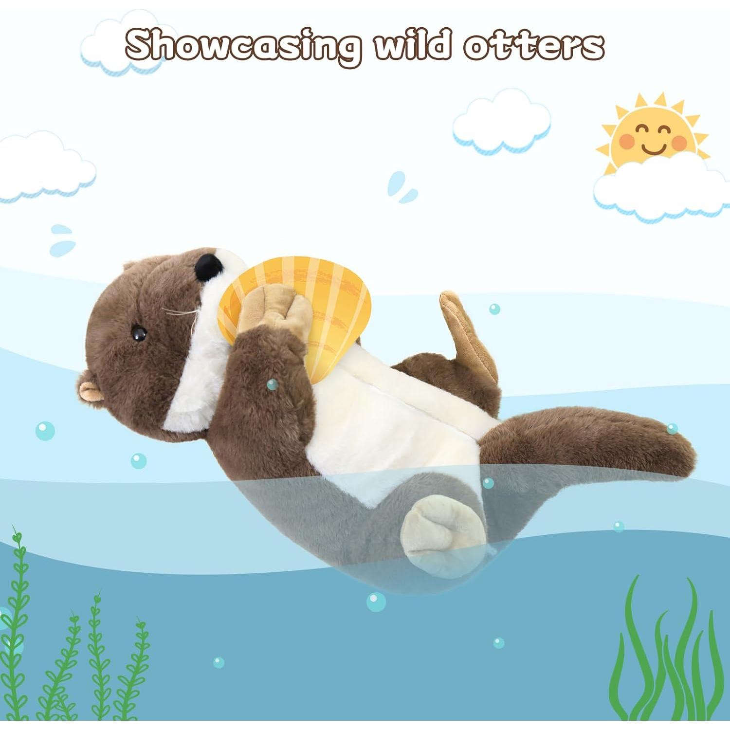 Juego de 4 Piezas de Peluche Nutria BENINY - 1 Mamá 3 Bebés