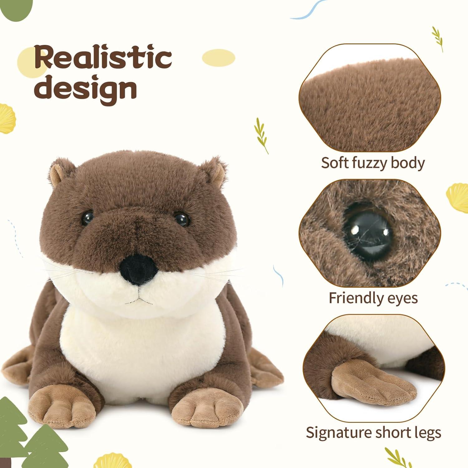 Juego de 4 Piezas de Peluche Nutria BENINY - 1 Mamá 3 Bebés