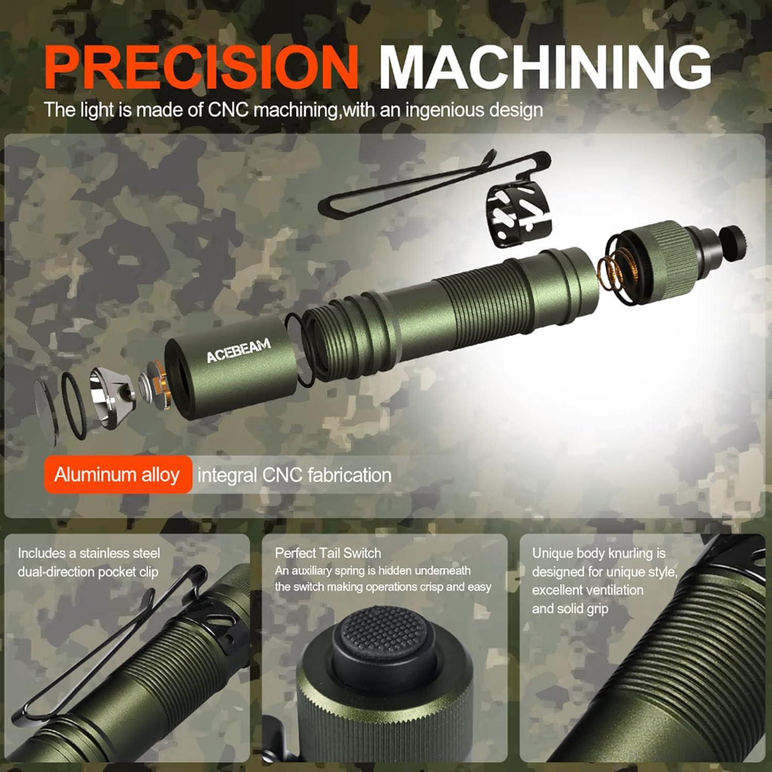 Linterna EDC ACEBEAM Pokelit AA Recargable 550 Lúmenes Verde