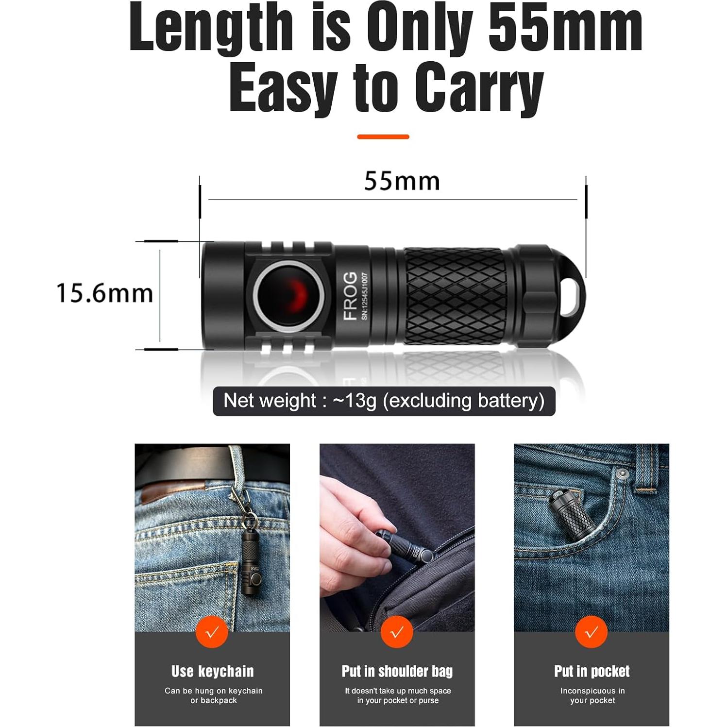 Linterna de Llavero LUMINTOP Rana 2.0 600 Lúmenes IPX-8