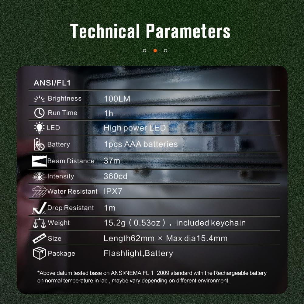 Linterna de Llave NICRON N1, 100 Lúmenes, Resistente al Agua