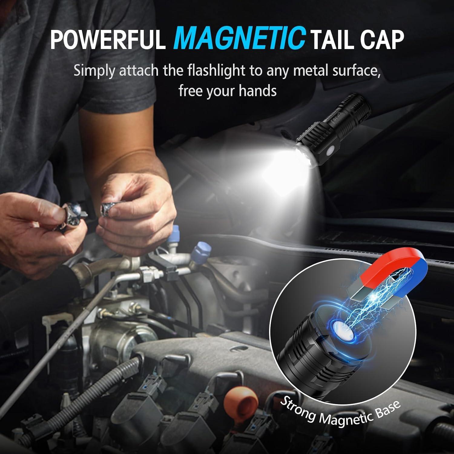 Linternas Mini LED LETMY Recargables con Base Magnética - 2 Pzs