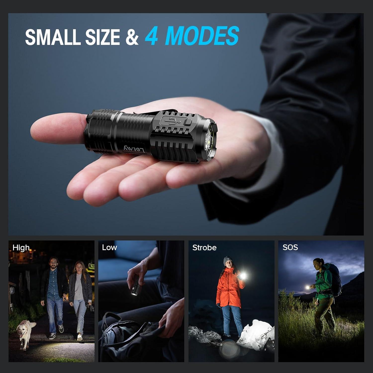 Linternas Mini LED LETMY Recargables con Base Magnética - 2 Pzs