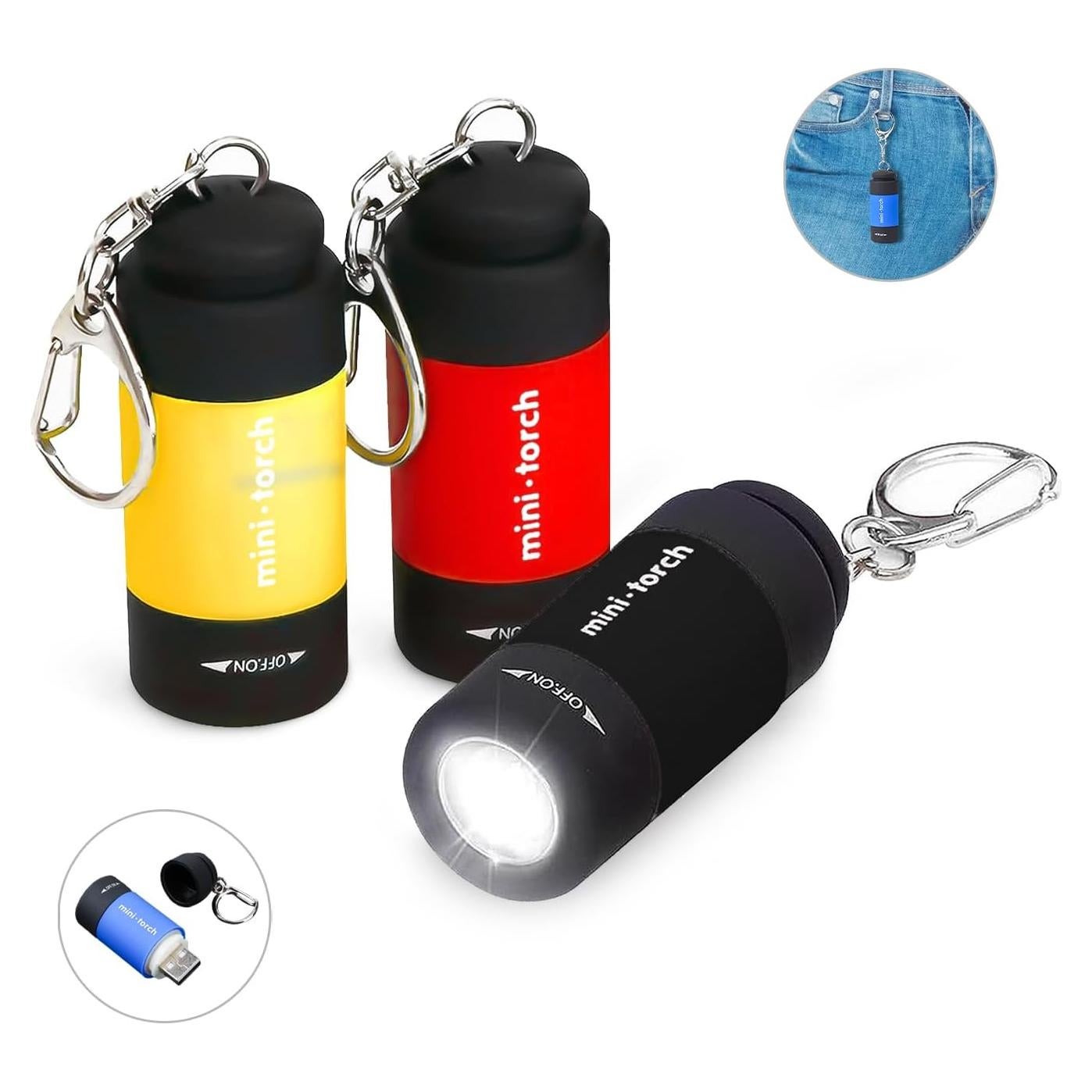 Paquete de 3 Linternas de Llave CASTNOO LED Recargables USB