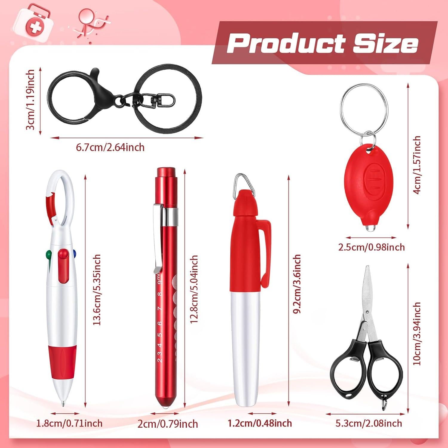 Juego de 6 Bolígrafos para Enfermeras MotiMind - Rojo