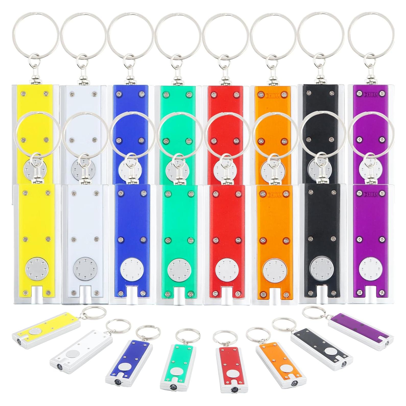 24 Mini Linternas Llavero LED Haconba Colores Asortidos