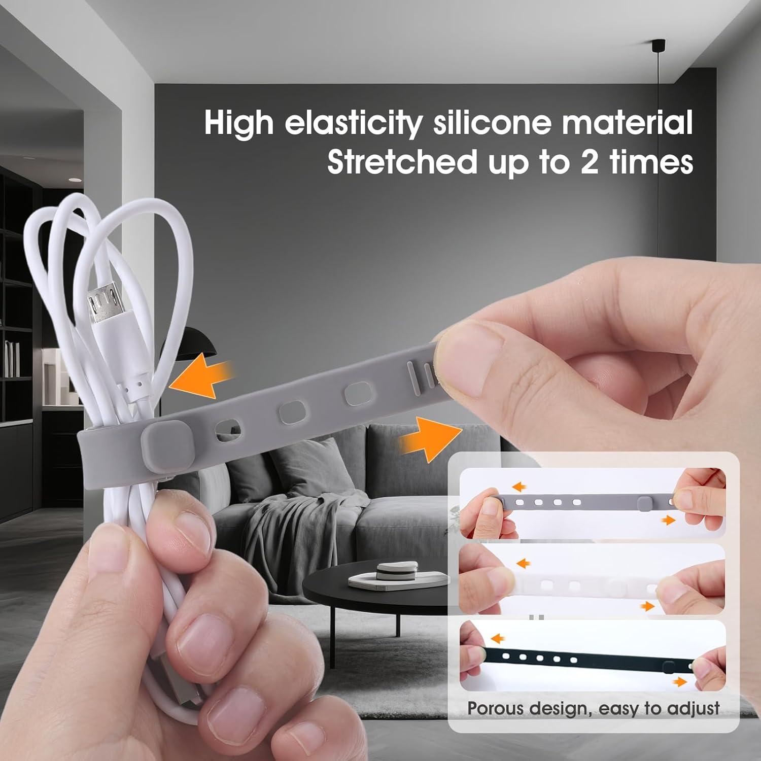 Bridas de Silicona AROIC 90 Pcs Reutilizables Ajustables 3 Colores