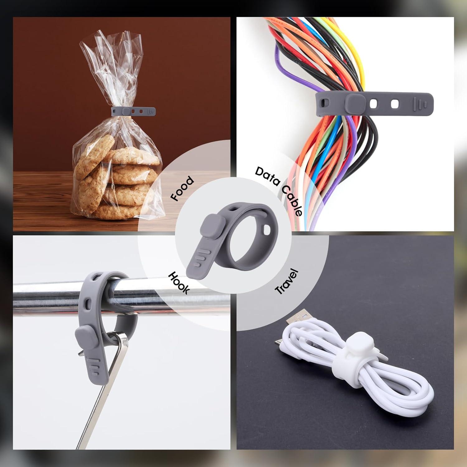 Bridas de Silicona AROIC 90 Pcs Reutilizables Ajustables 3 Colores