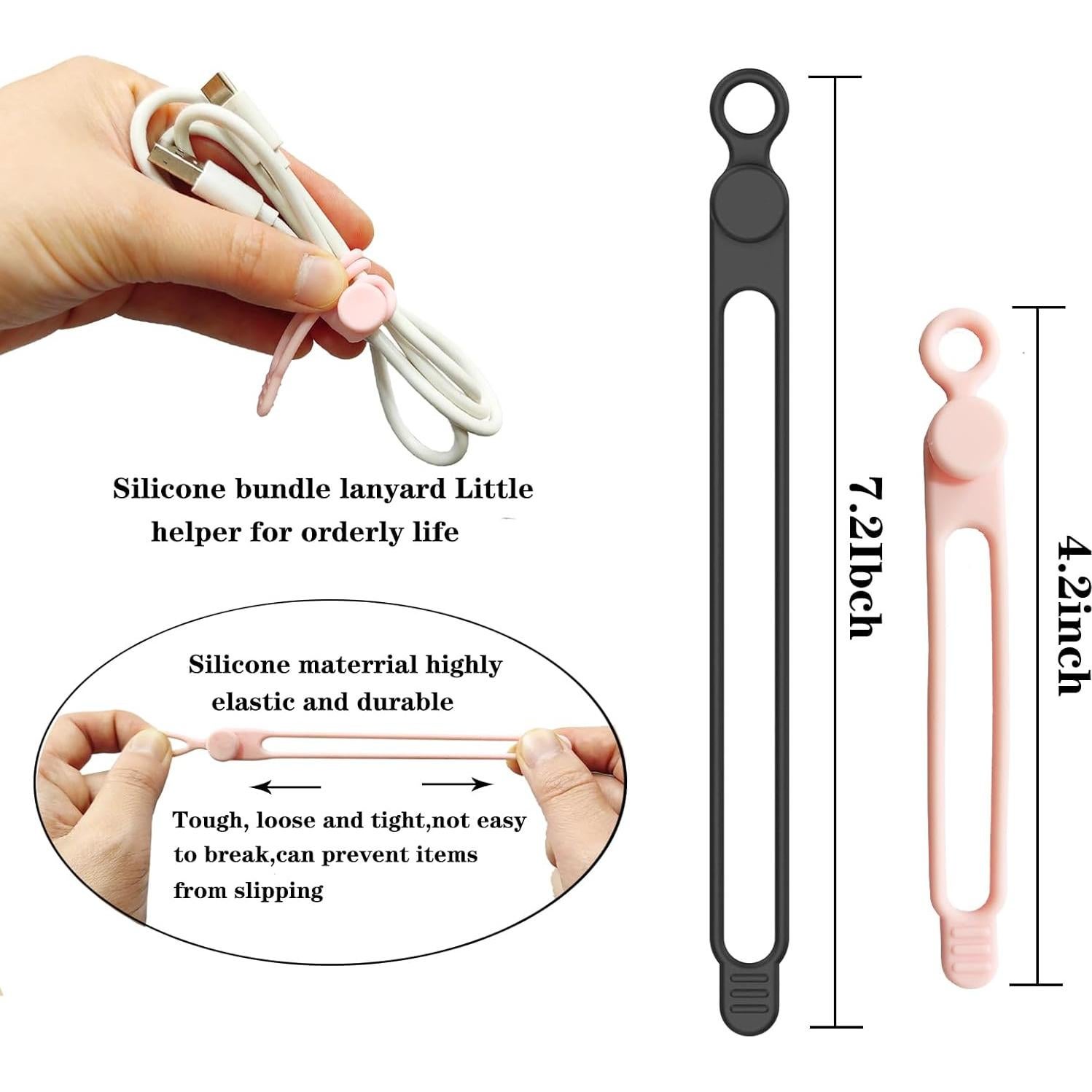 25 Sujetadores de Cable de Silicona XORVIDN Reutilizables 10.67cm