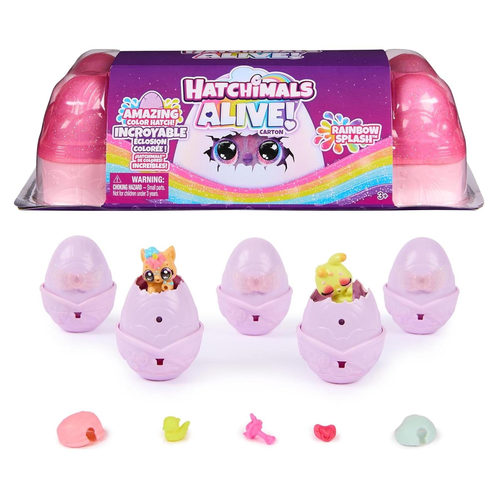 Hatchimals Alive Cartón Rainbow Splash con 5 Figuras y 10 Accesorios