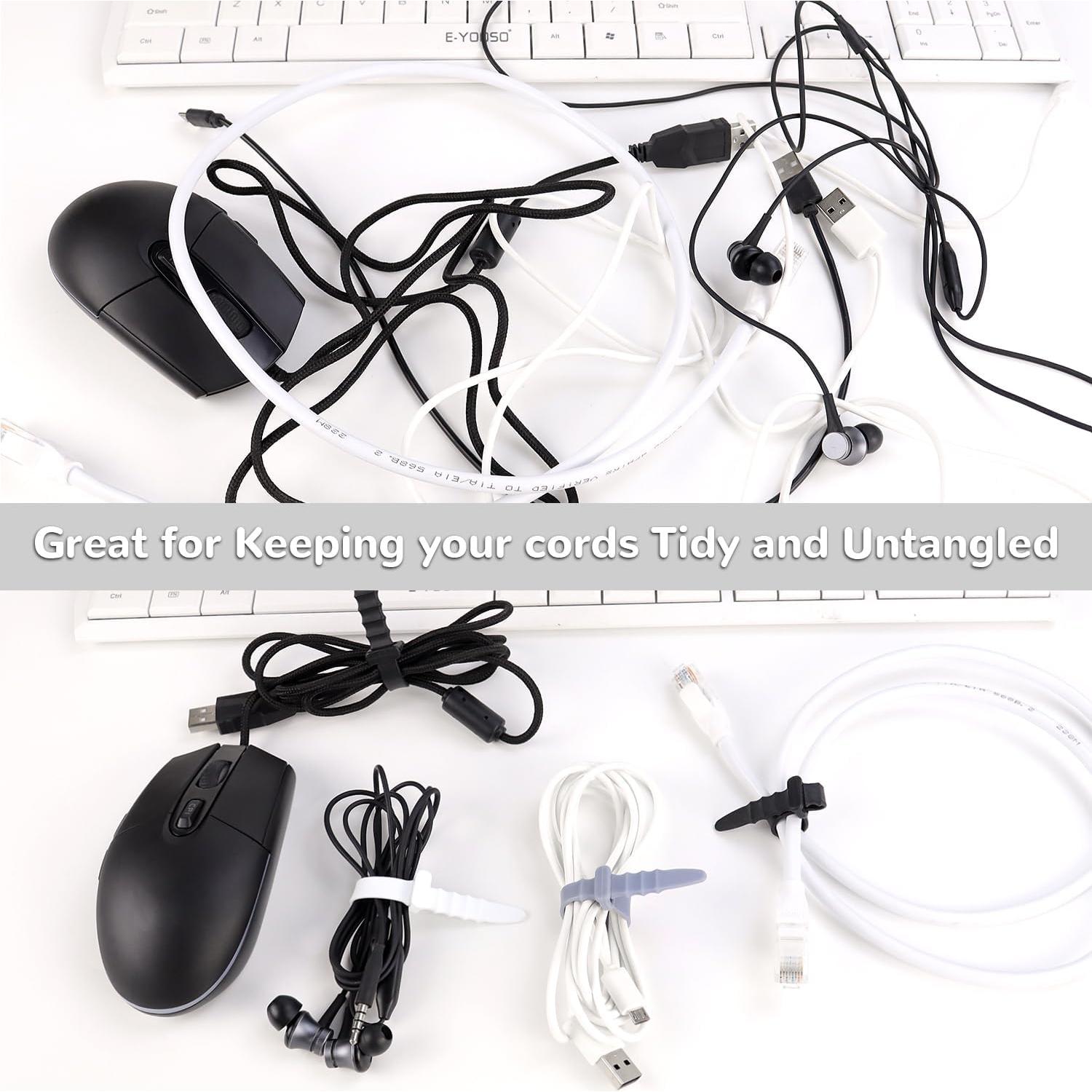 30 Bridas de Silicona Reutilizables 11.4 cm Yuntop - Gris, Blanco, Negro