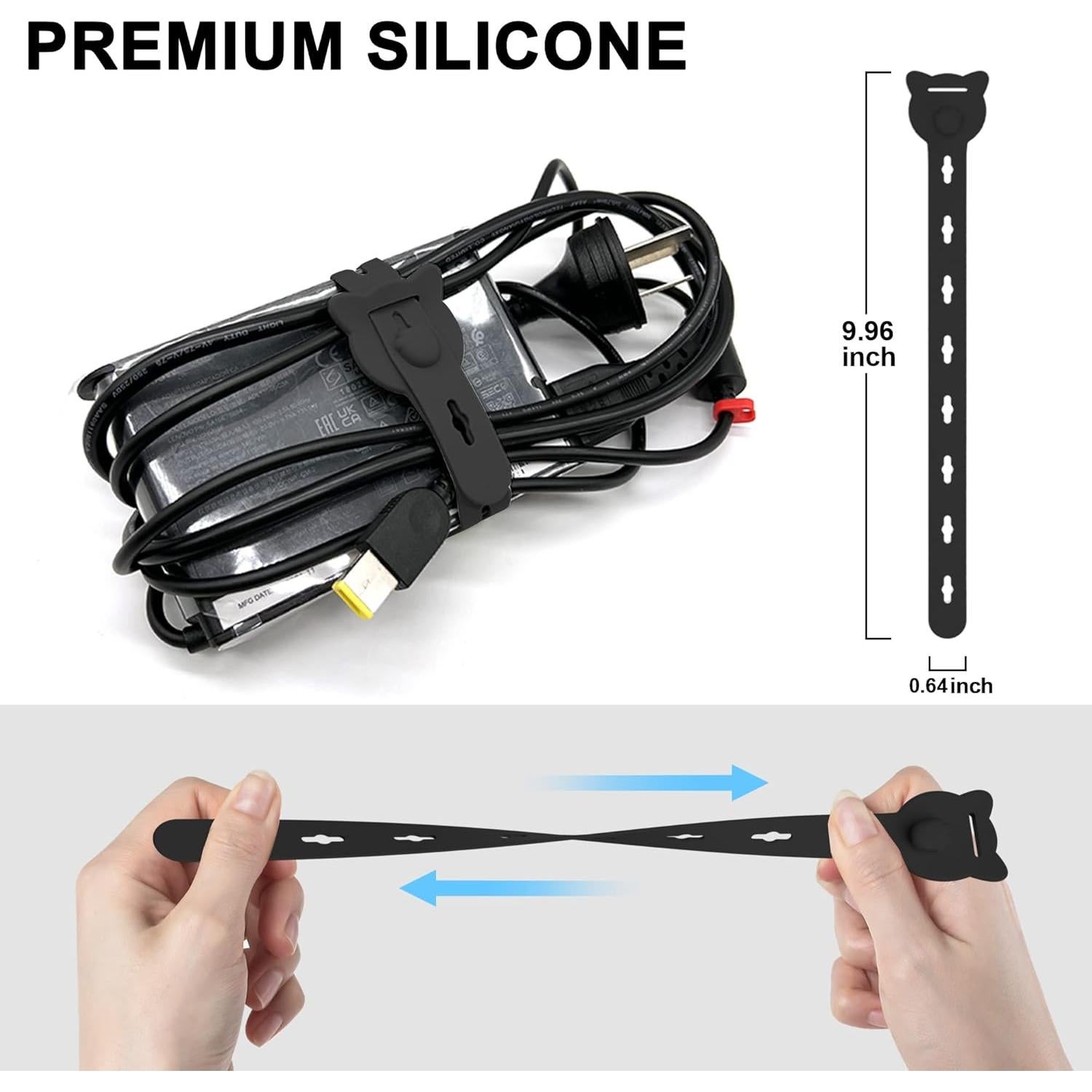 Correas de Cable Reutilizables Nearockle 12 Piezas Silicona 25.4x1.5cm