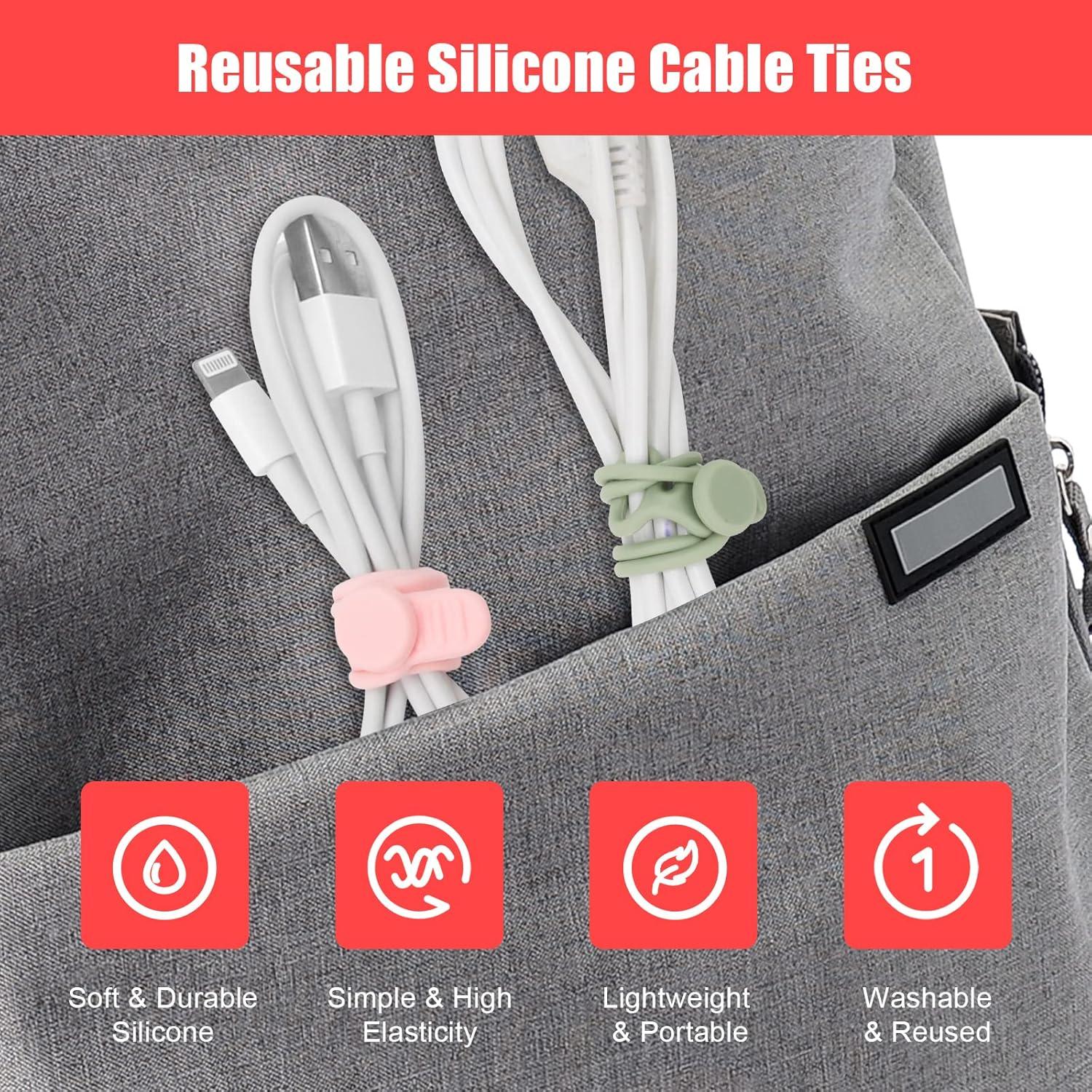 24 Correas de Silicona Catcan Reutilizables para Cables 10.9 cm