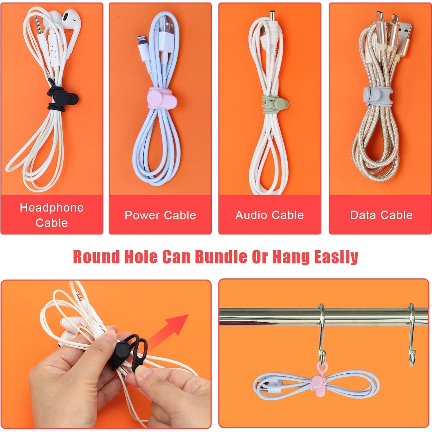 24 Correas de Silicona Catcan Reutilizables para Cables 10.9 cm