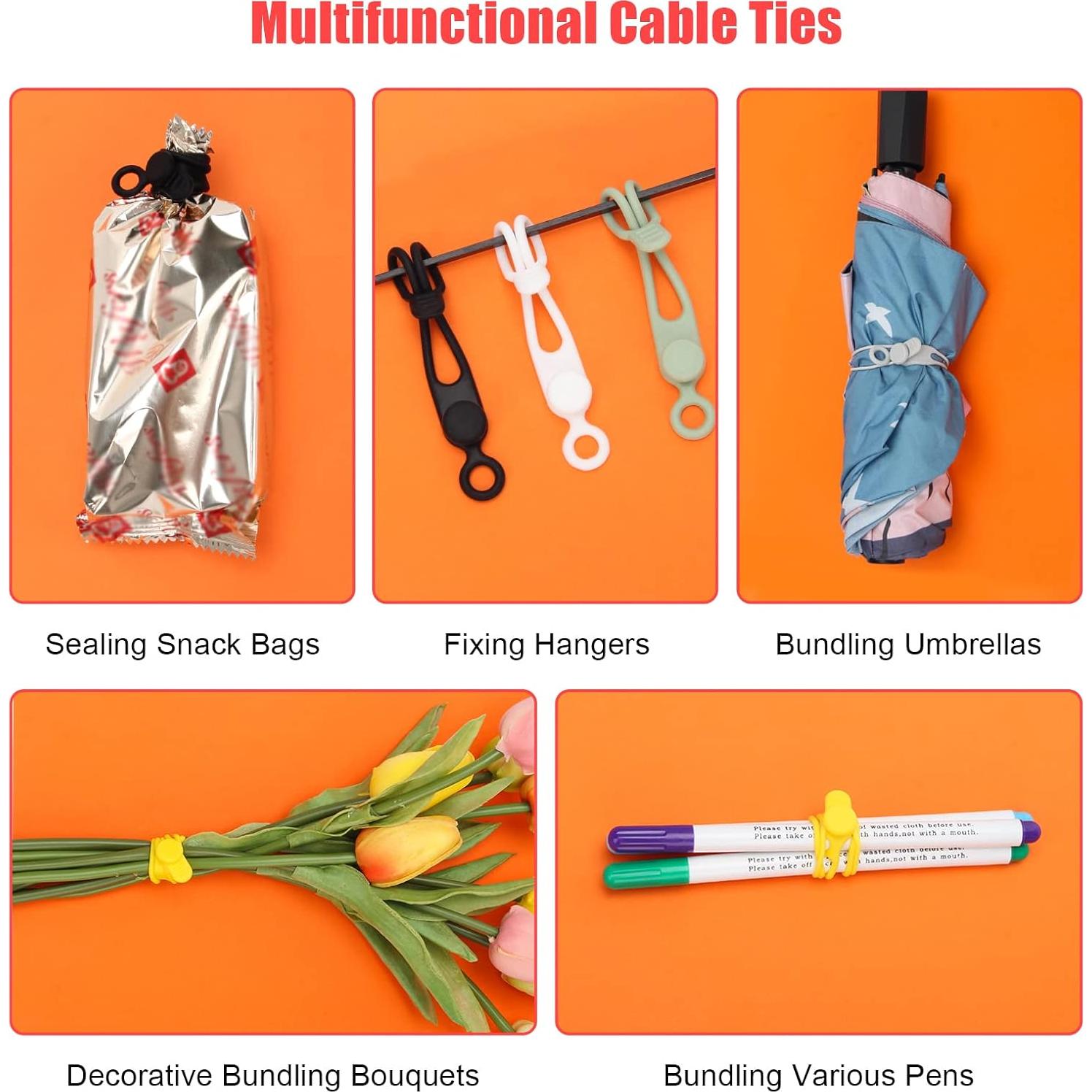 24 Correas de Silicona Catcan Reutilizables para Cables 10.9 cm