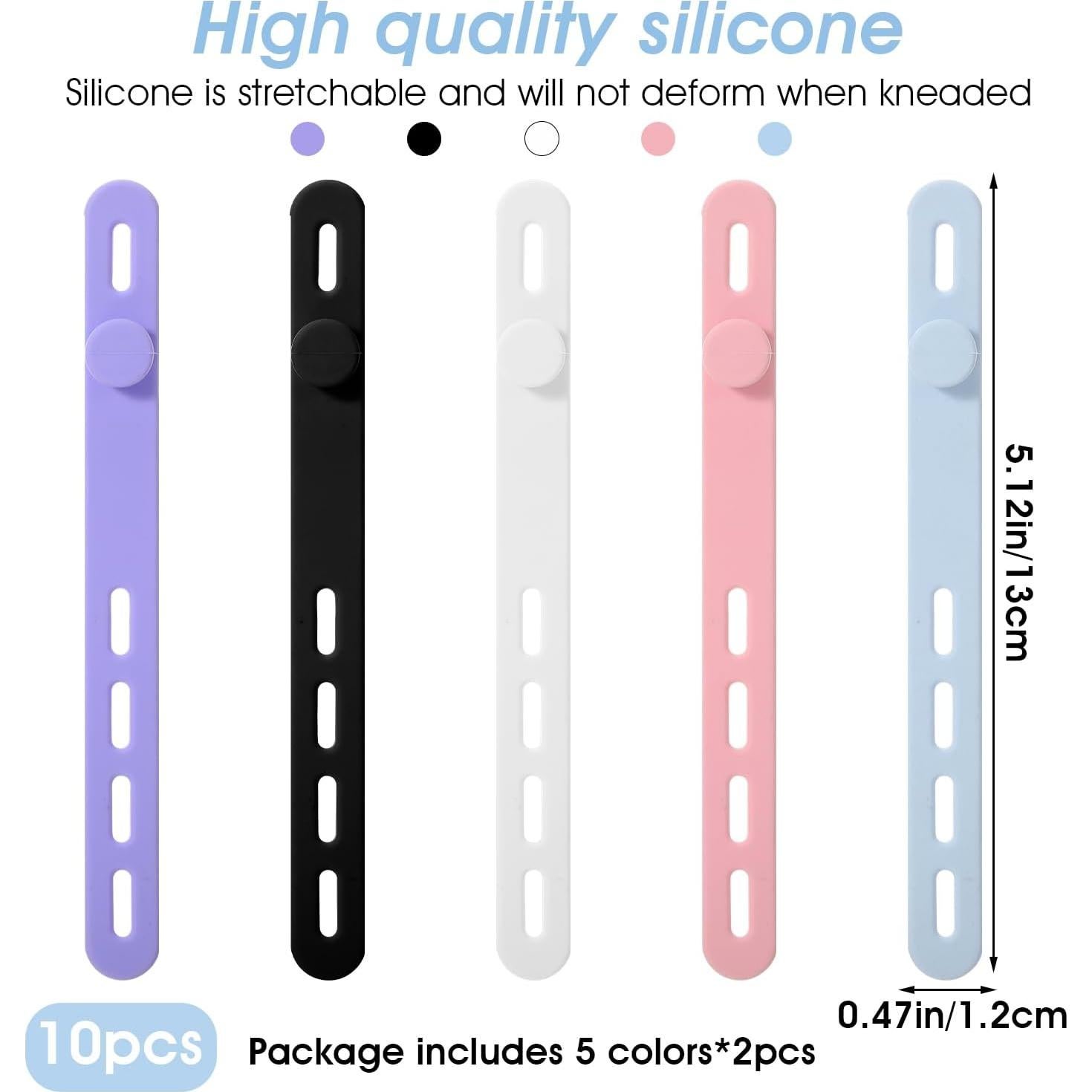 10 Correas de Cable de Silicona Reutilizables Xinjoduz 13 cm