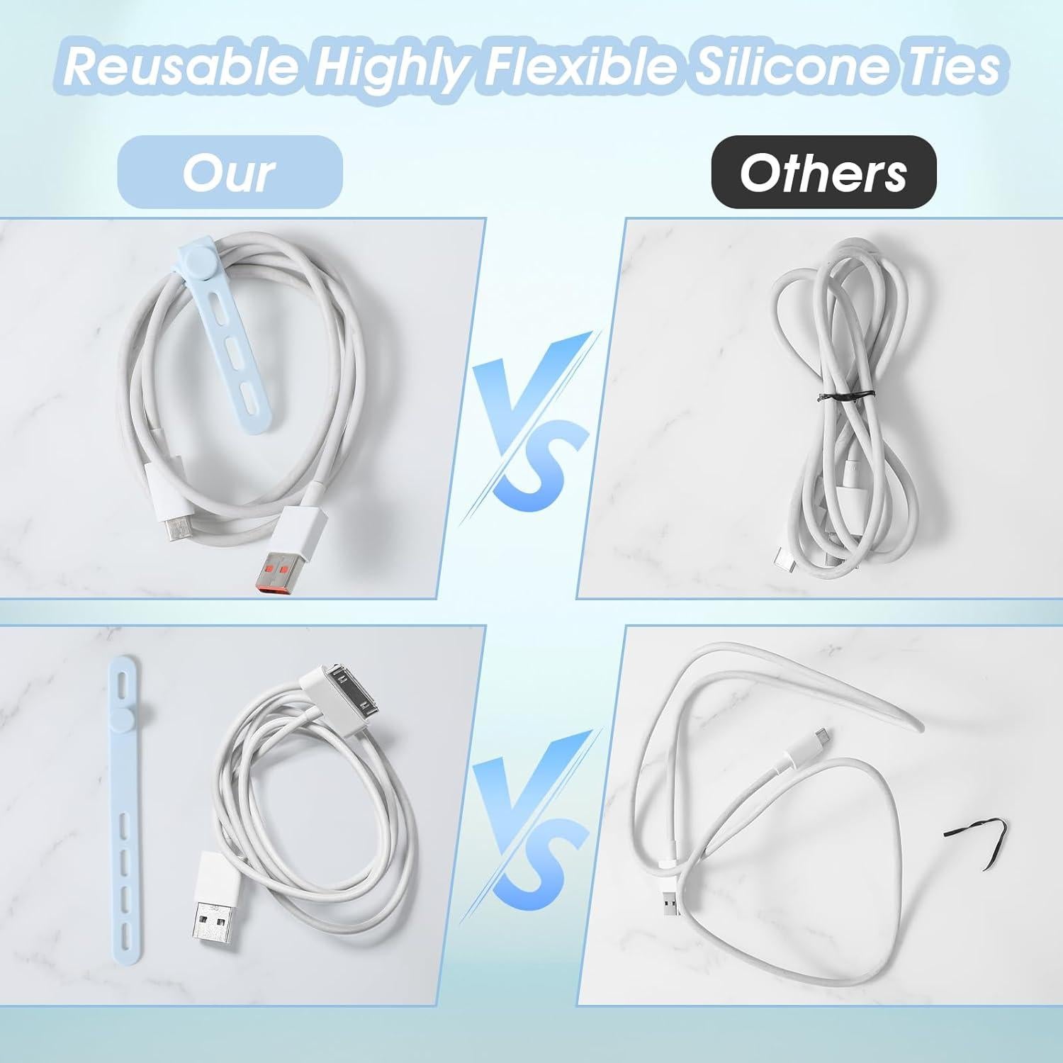 10 Correas de Cable de Silicona Reutilizables Xinjoduz 13 cm