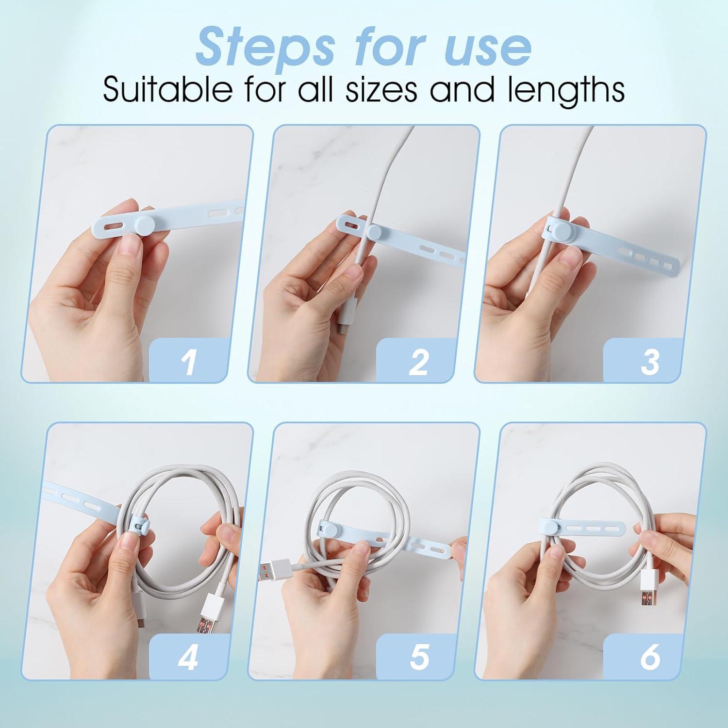 10 Correas de Cable de Silicona Reutilizables Xinjoduz 13 cm