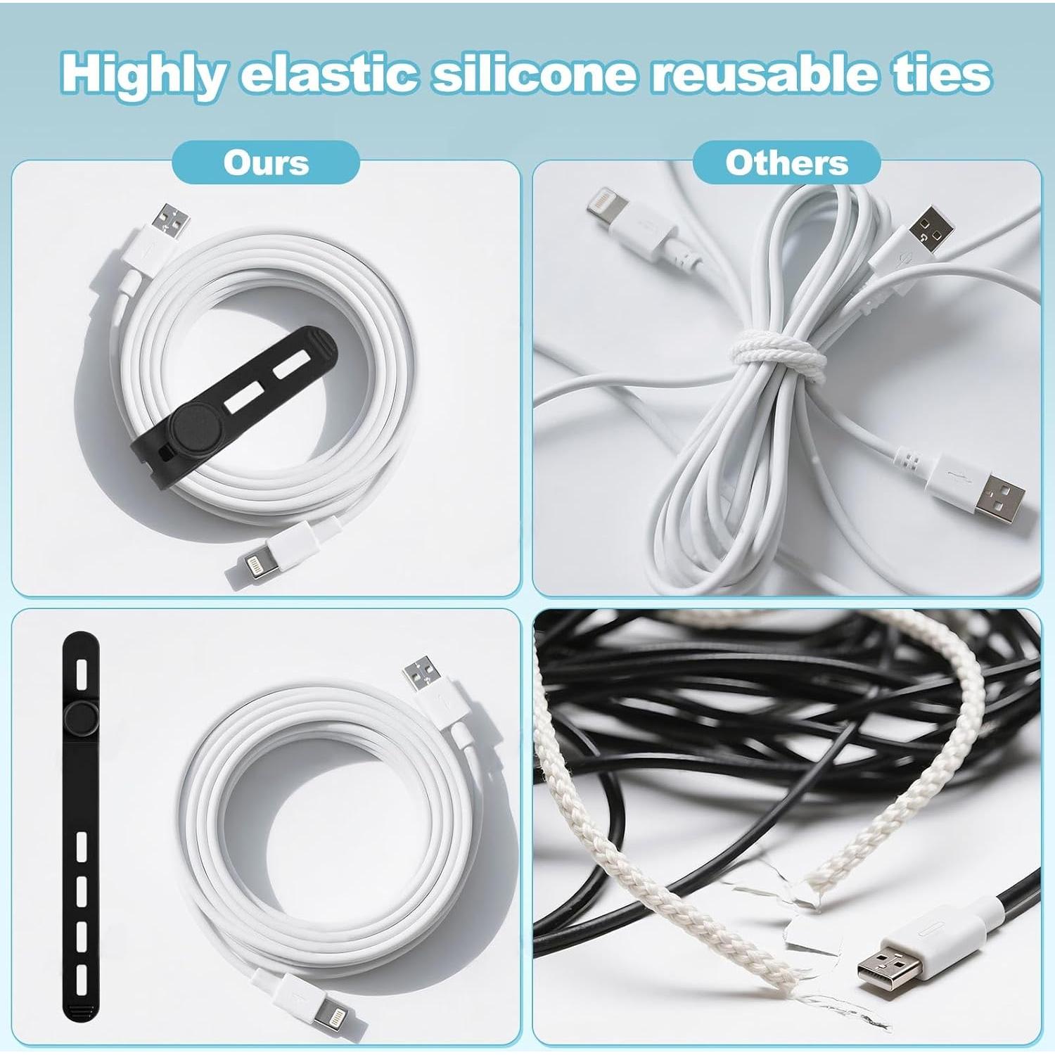 30 Sujetacables de Silicona Reutilizables qifuwanjingfeng 13cm