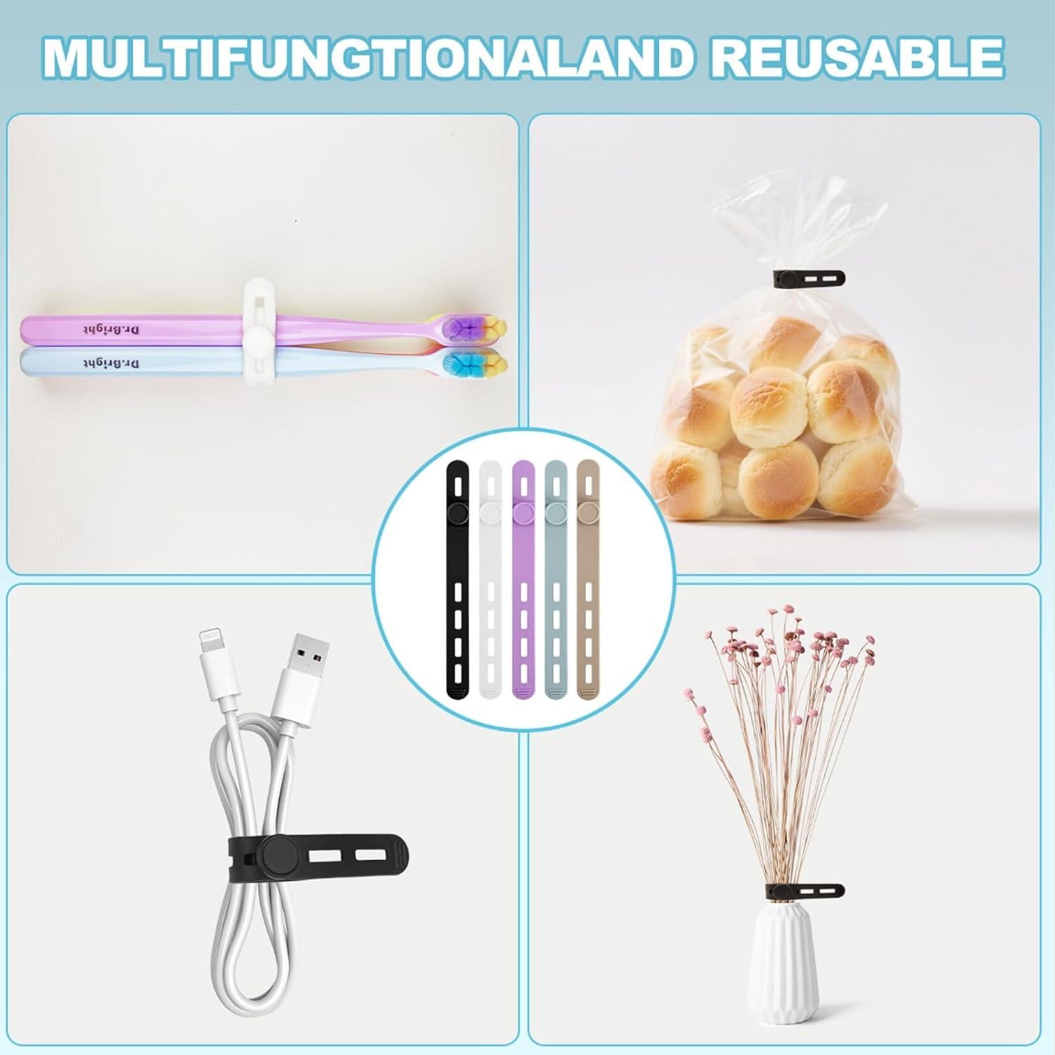 30 Sujetacables de Silicona Reutilizables qifuwanjingfeng 13cm