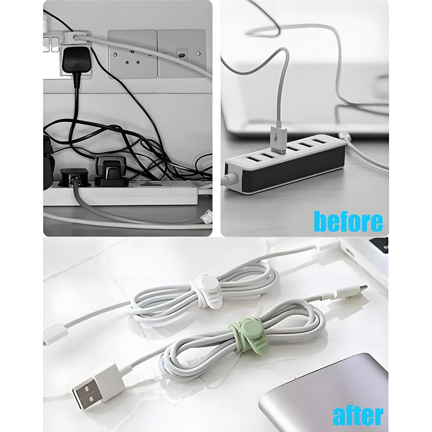 Juego Organizador de Cables 120 Piezas Wahsure - Silicona y Nylon