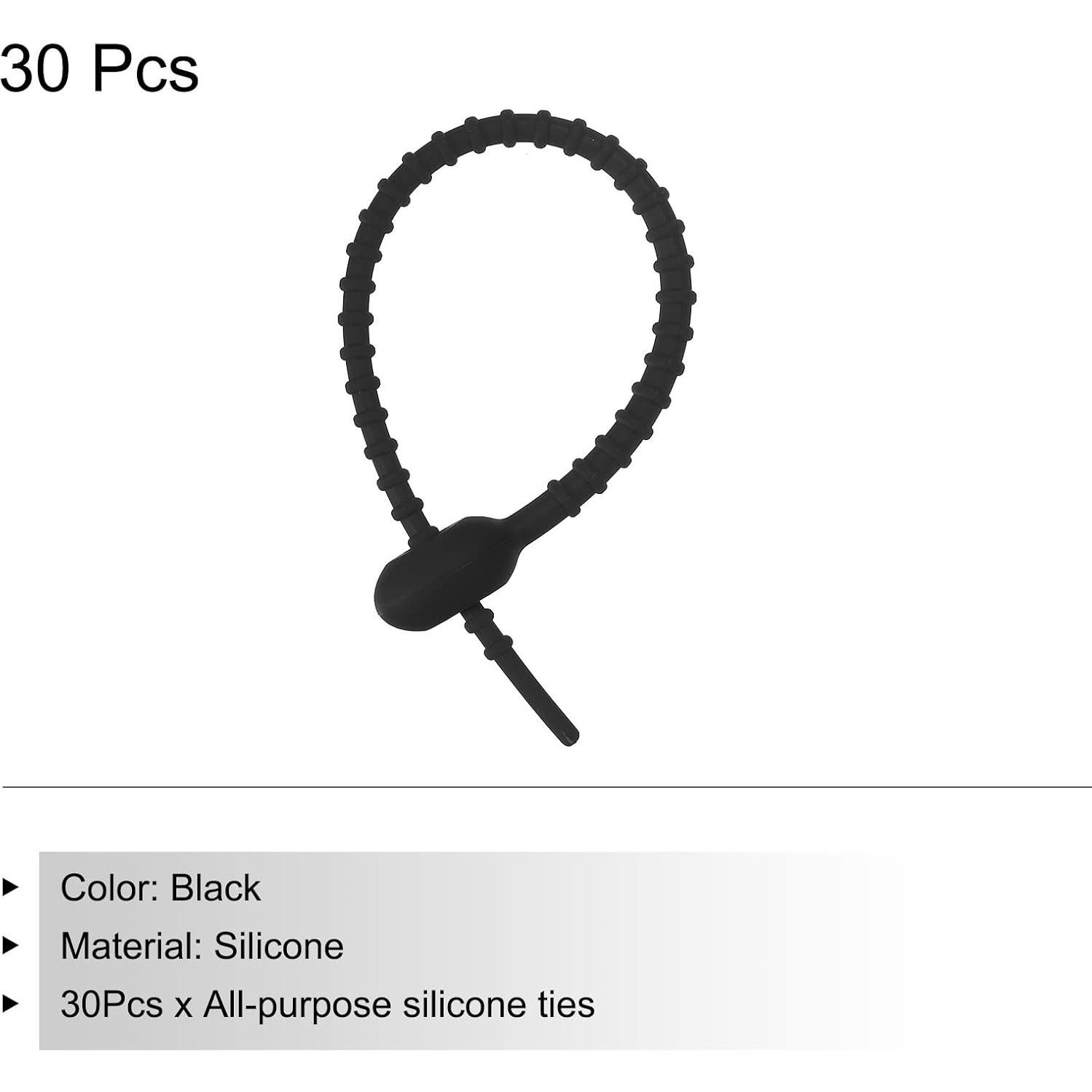 Bridas de Silicona Reutilizables MECCANIXITY 30 Pcs 15 cm Negro