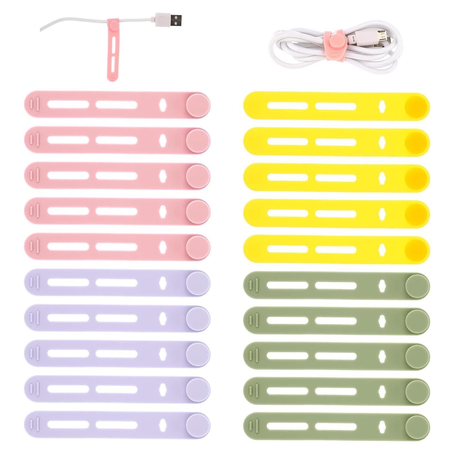 20 Correas de Silicona para Cables Giantree - Organizador Multicolor