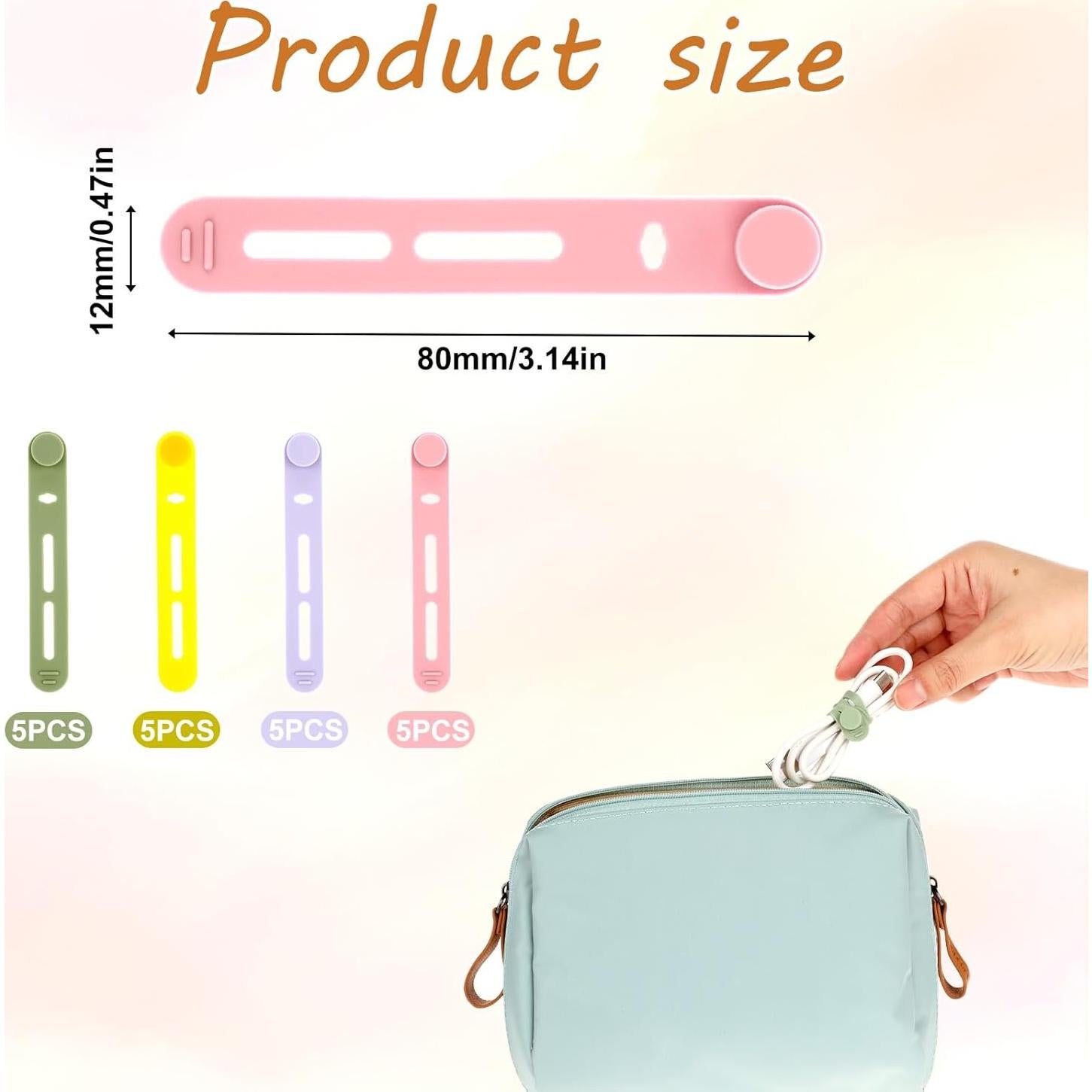 20 Correas de Silicona para Cables Giantree - Organizador Multicolor