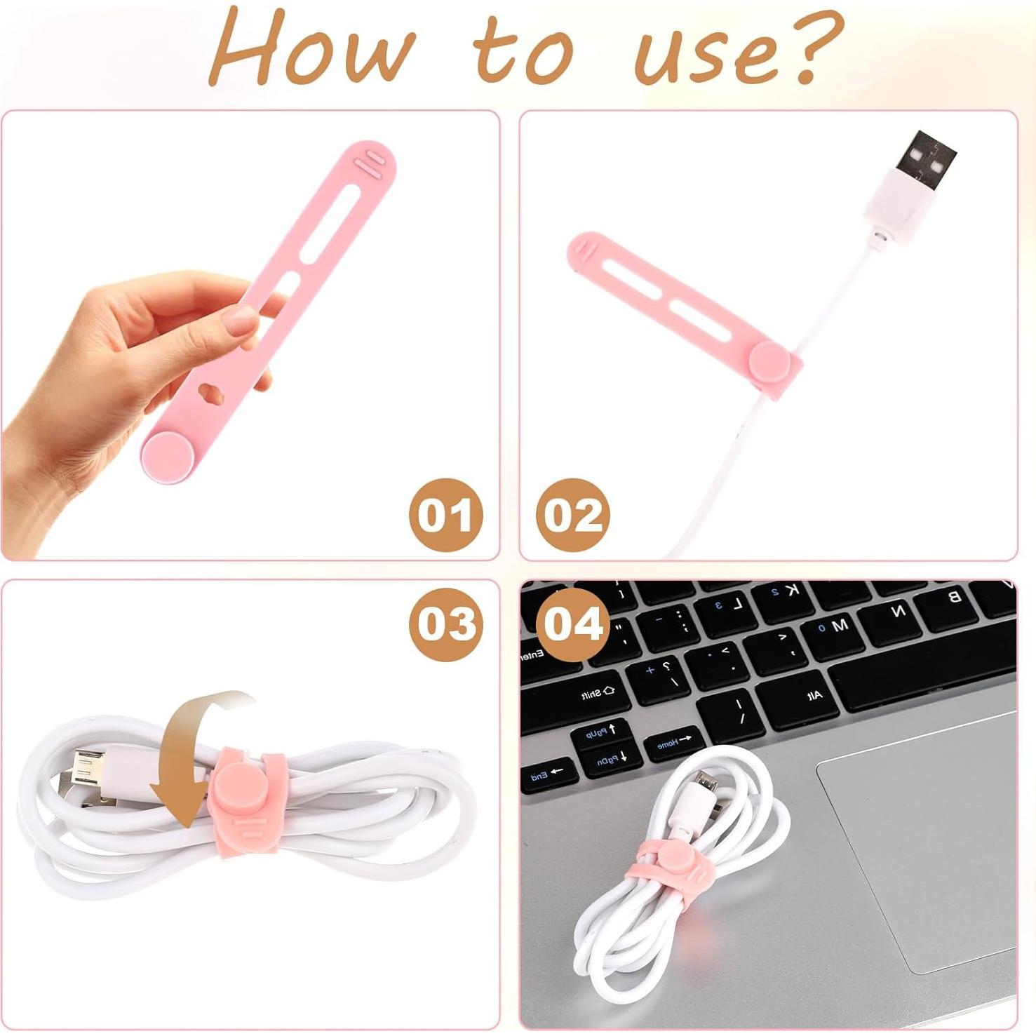 20 Correas de Silicona para Cables Giantree - Organizador Multicolor