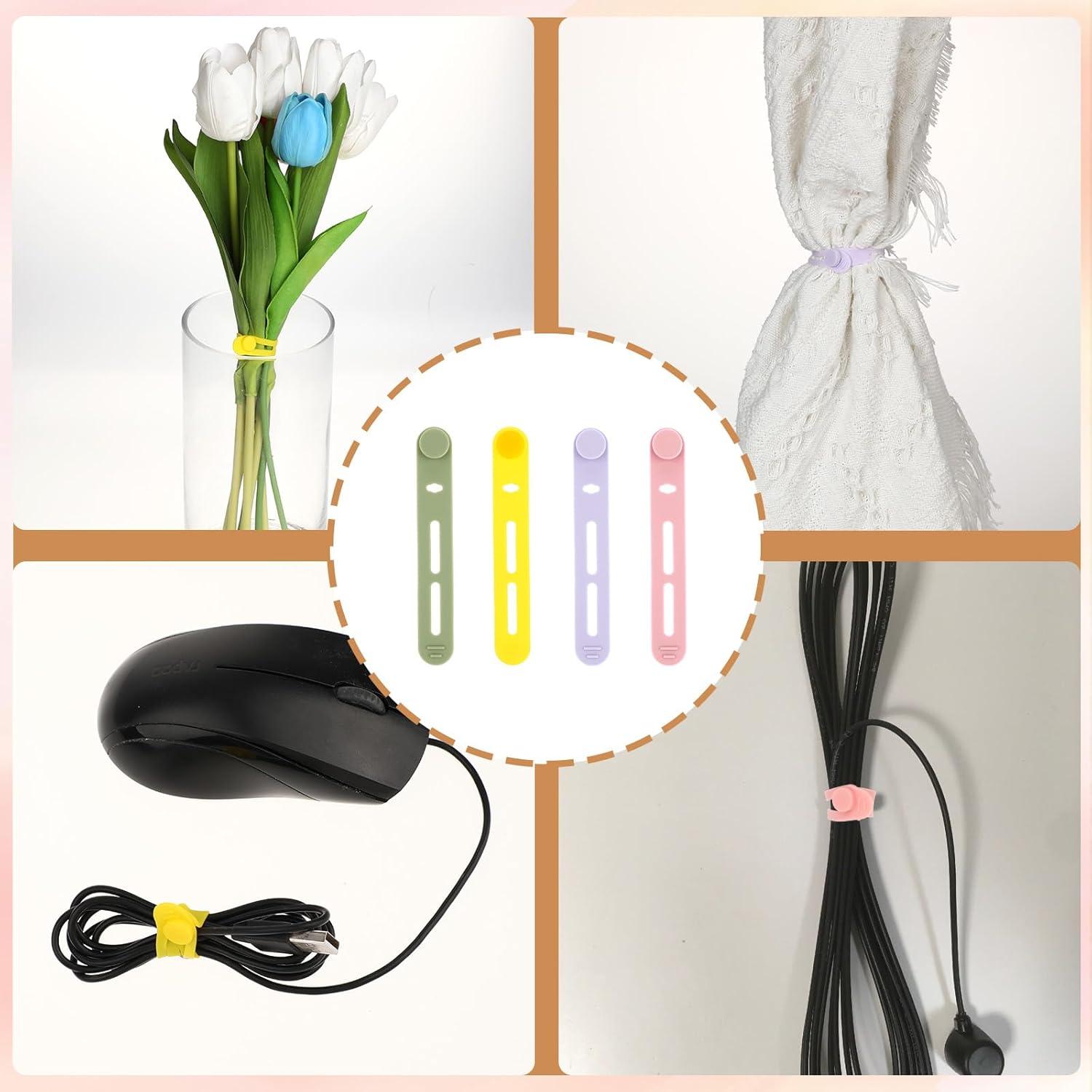 20 Correas de Silicona para Cables Giantree - Organizador Multicolor