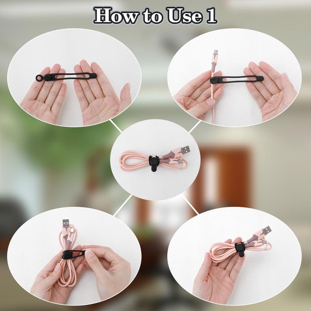 12 Correas de Silicona Multicolores para Organizar Cables