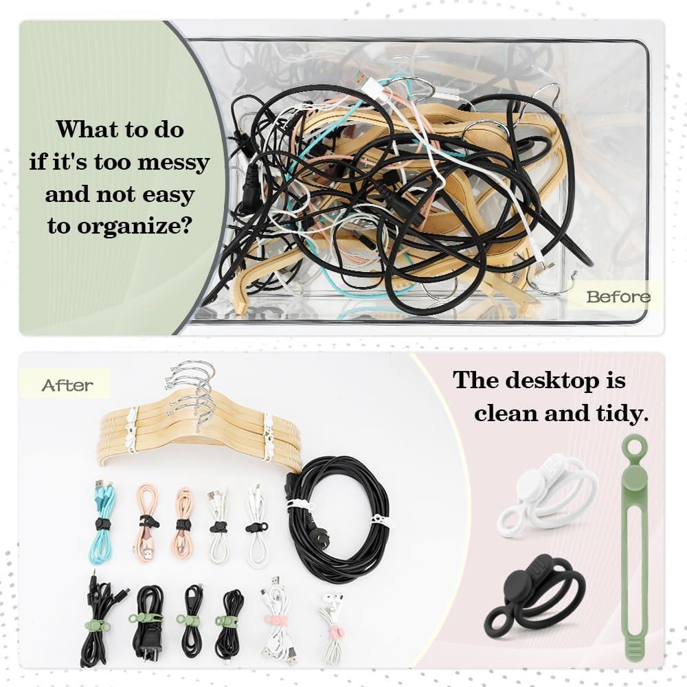 12 Correas de Silicona Multicolores para Organizar Cables