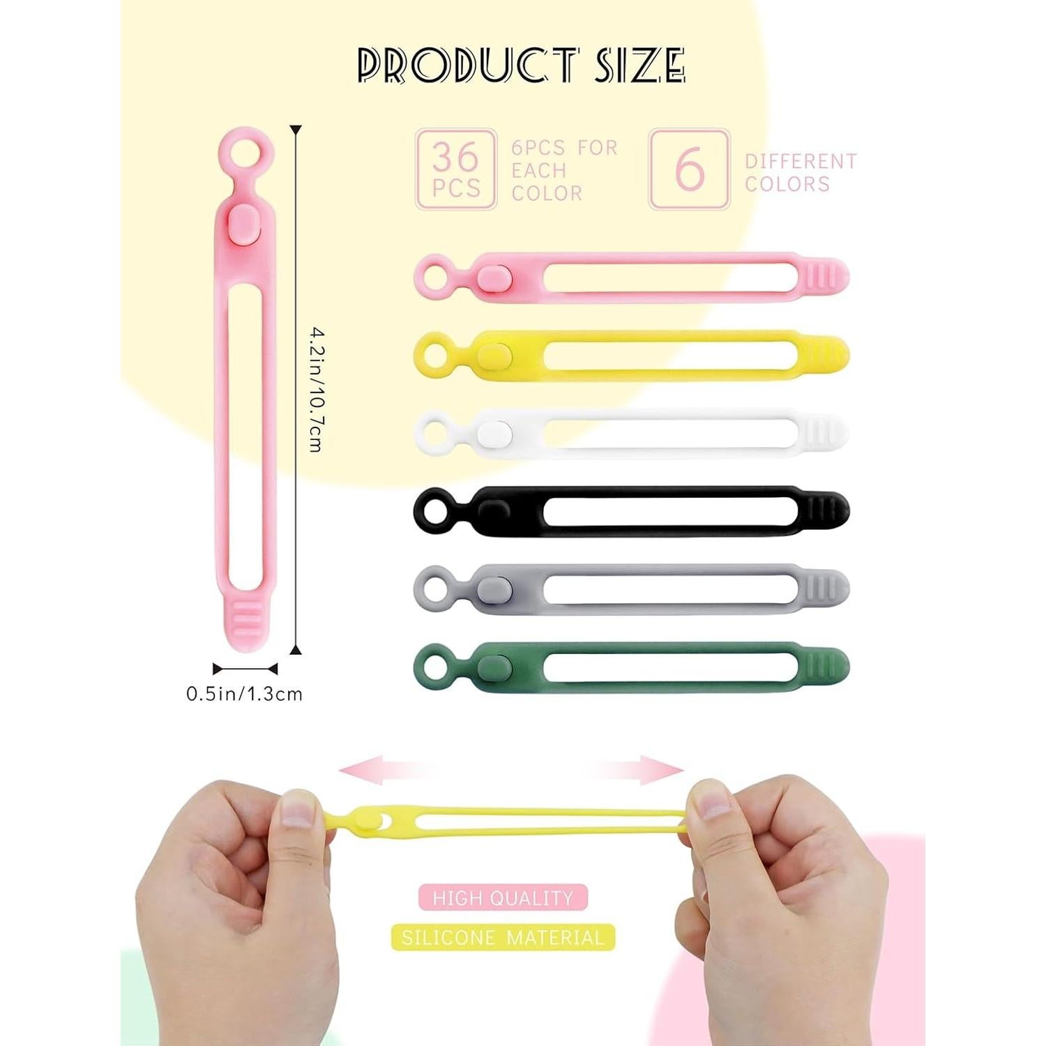 36 Correas de Silicona GAUENEEN para Organizar Cables Multicolor