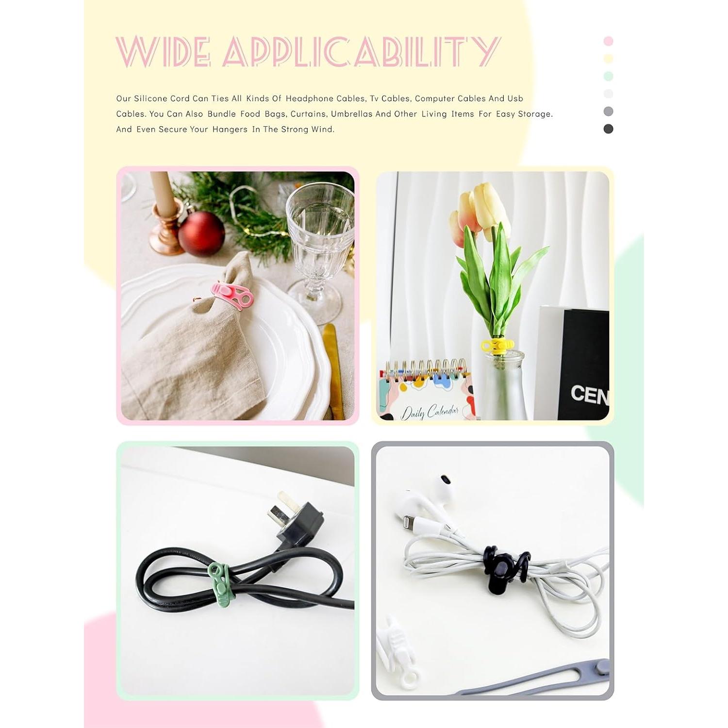 36 Correas de Silicona GAUENEEN para Organizar Cables Multicolor