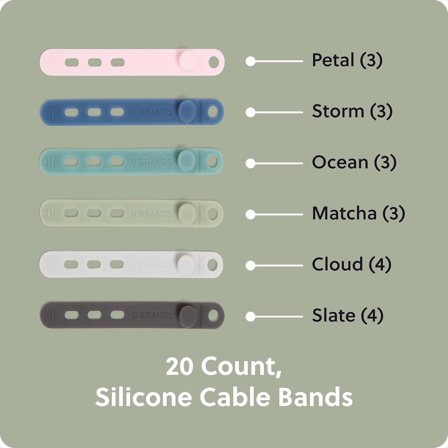 Organizador de Cables de Silicona U Brands - Juego de 20 Sujetacables