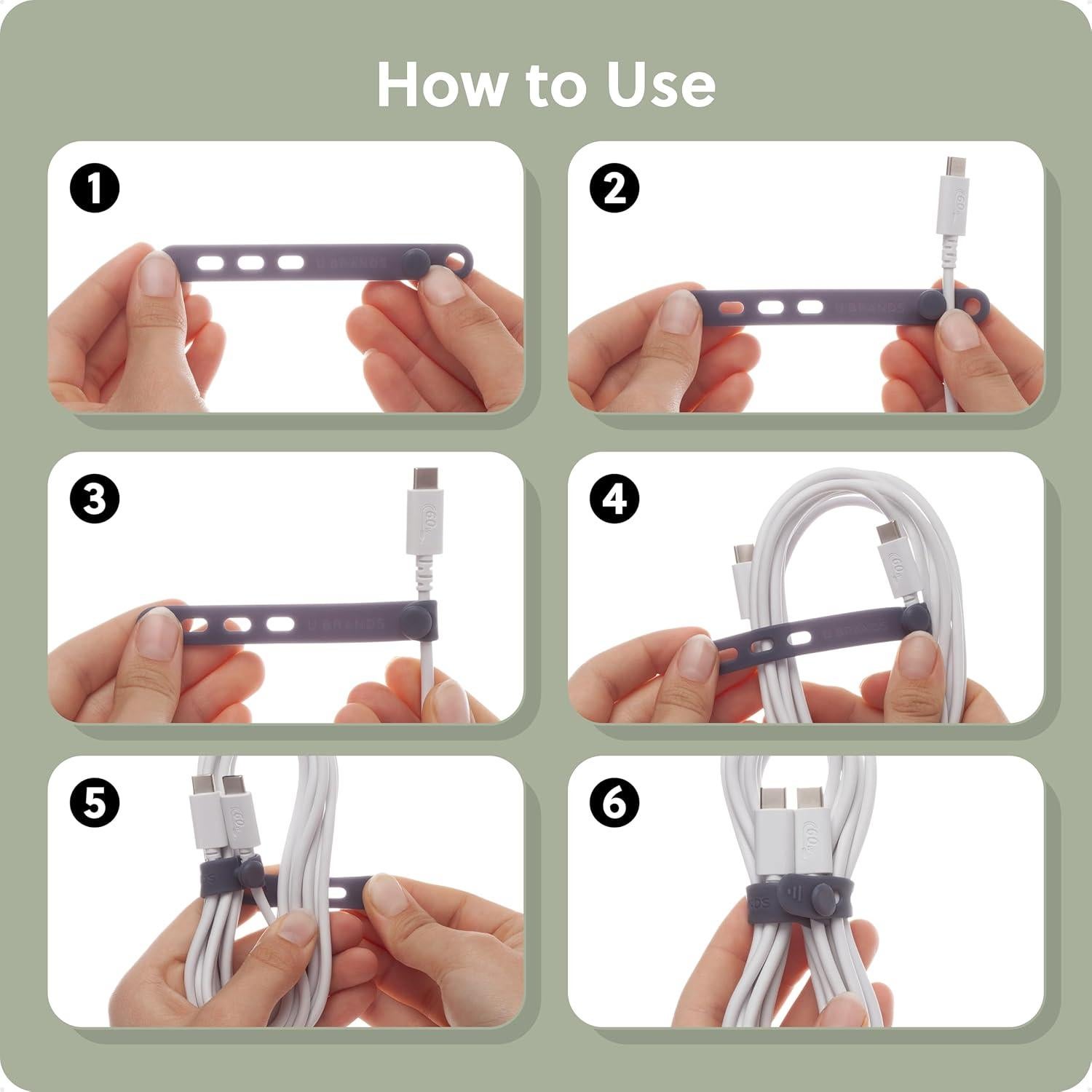 Organizador de Cables de Silicona U Brands - Juego de 20 Sujetacables