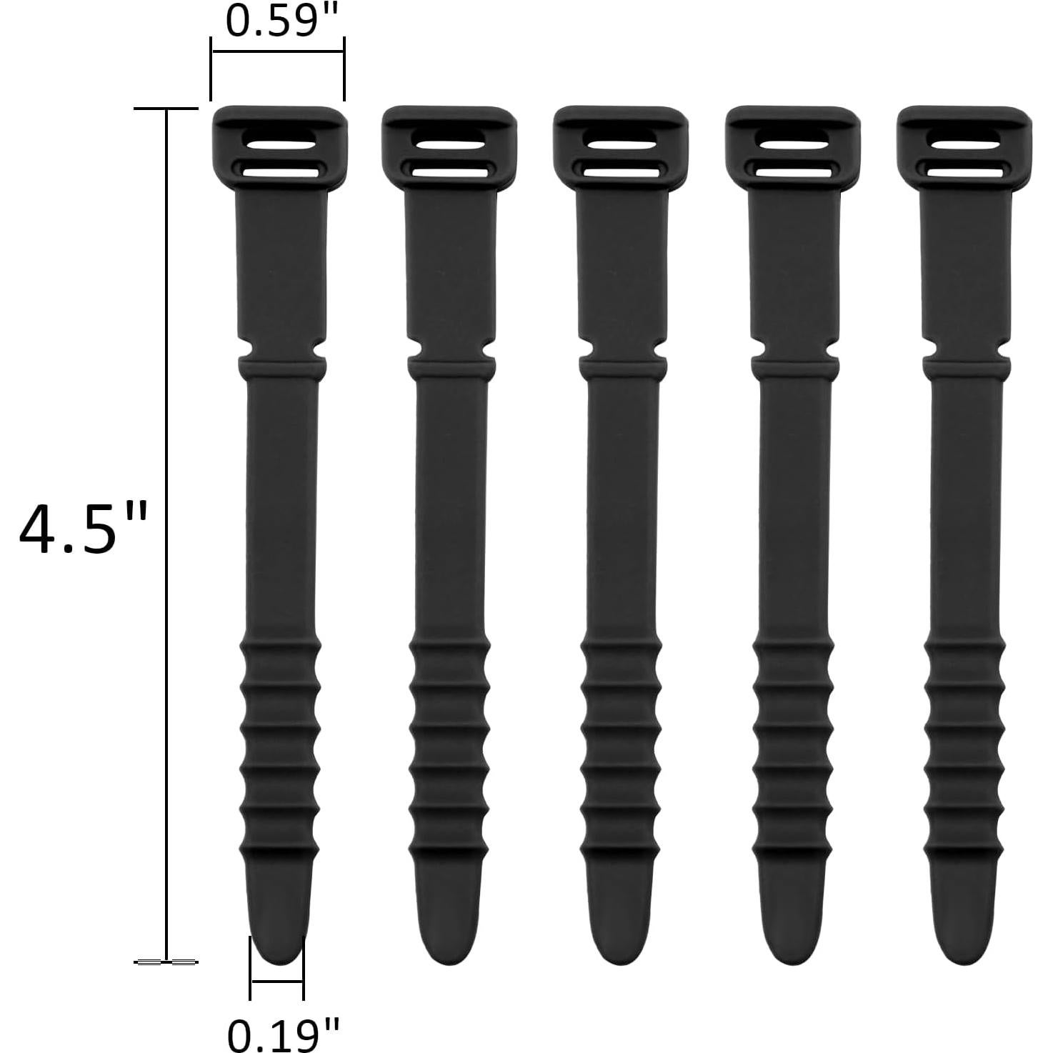 20 Sujetadores de Cable de Silicona Coufce 11.43 cm Negros