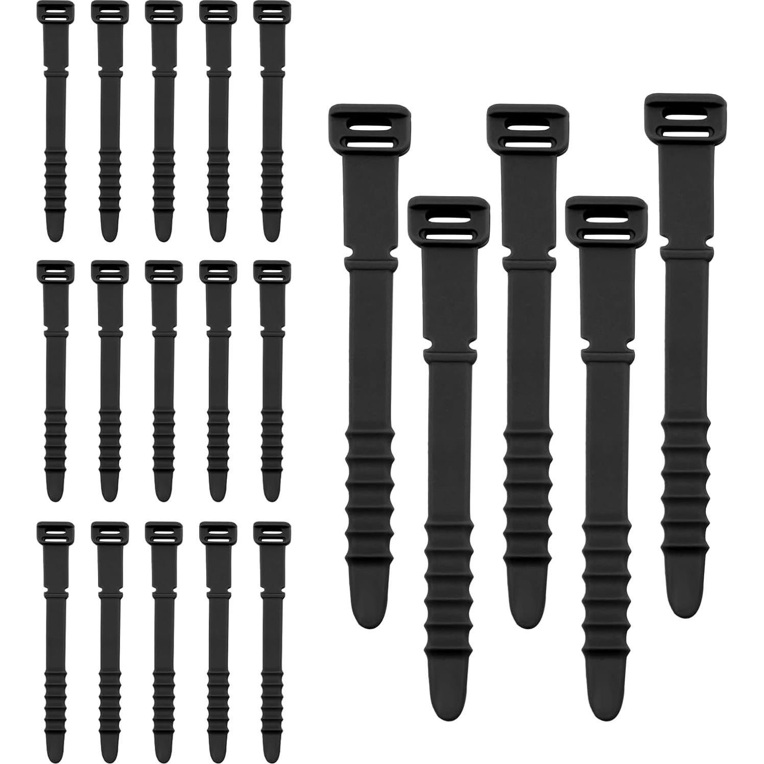 20 Sujetadores de Cable de Silicona Coufce 11.43 cm Negros