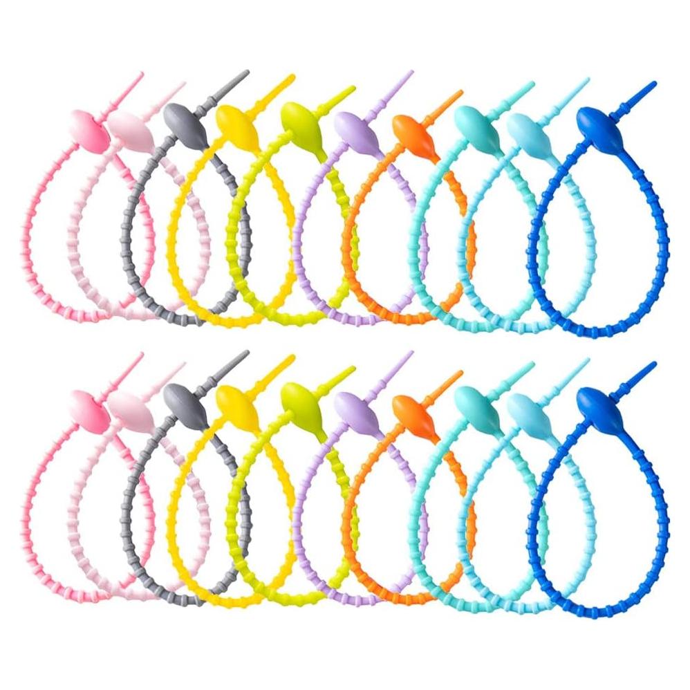 20 Corbatas de Cable de Silicona BIGEBO Multicolor 21 cm