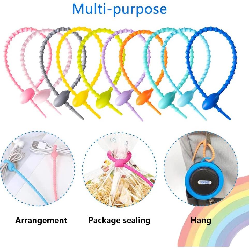 20 Corbatas de Cable de Silicona BIGEBO Multicolor 21 cm