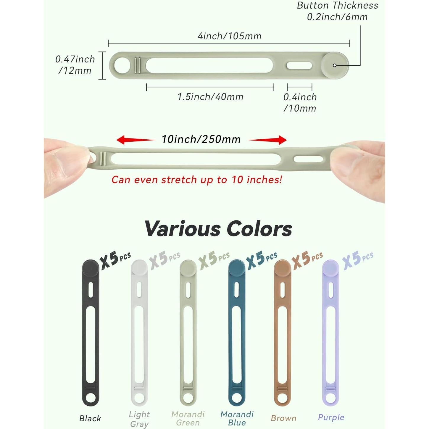 30 Correas de Cable de Silicona Reutilizables Viaky 10cm