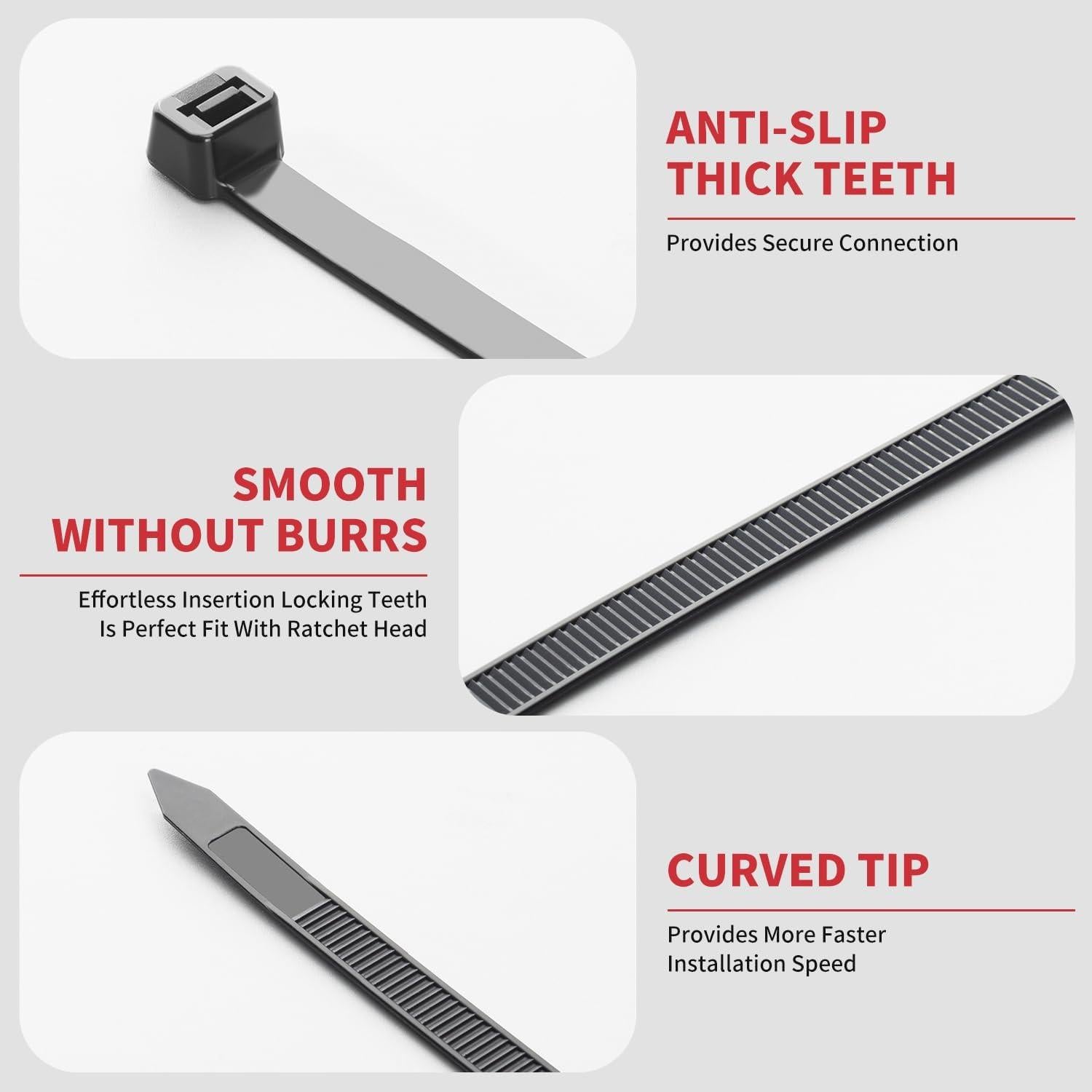 Paquete de 500 Bridas Negras BethTie 20.3-45.7 cm Resistencia 99.79 kg