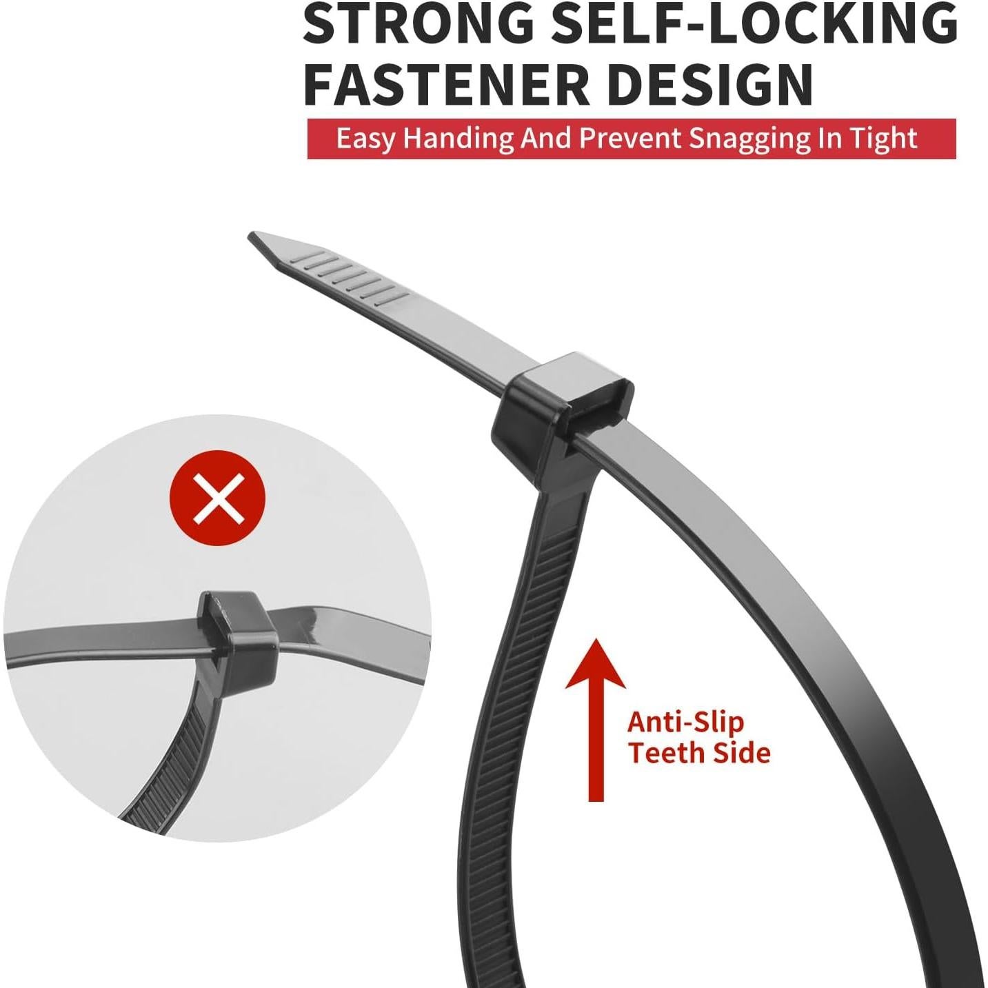 Paquete de 500 Bridas Negras BethTie 20.3-45.7 cm Resistencia 99.79 kg