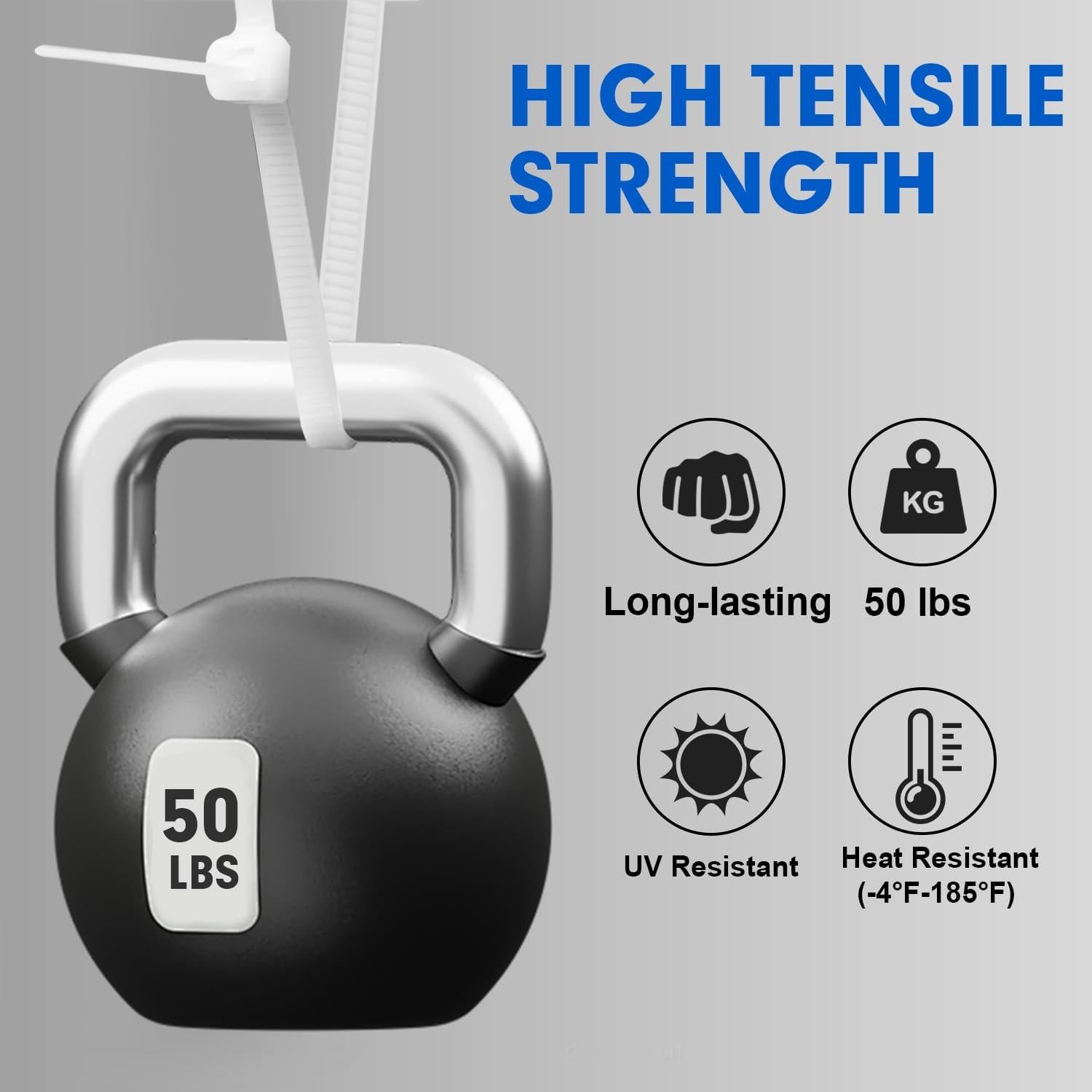 Bridas de Nylon RAZCC 20 cm 1200 pcs Alta Resistencia 22.7 kg