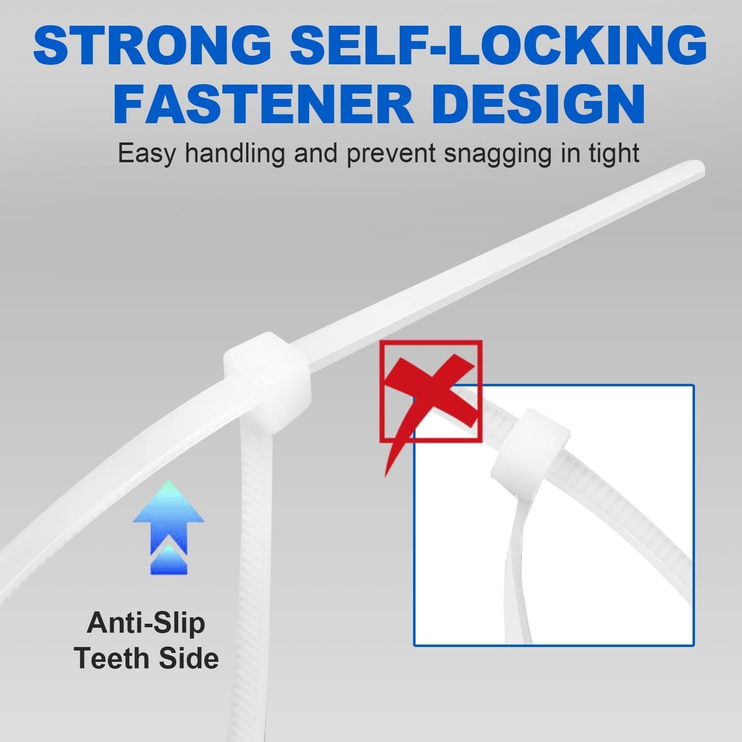 Bridas de Nylon RAZCC 20 cm 1200 pcs Alta Resistencia 22.7 kg