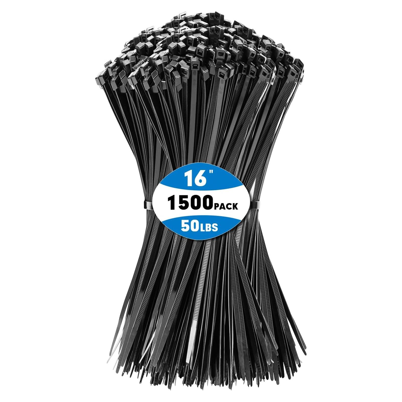 Bridas KAMOTA 1500pcs 16 Pulgadas Nylon 50kg Auto-Bloqueantes