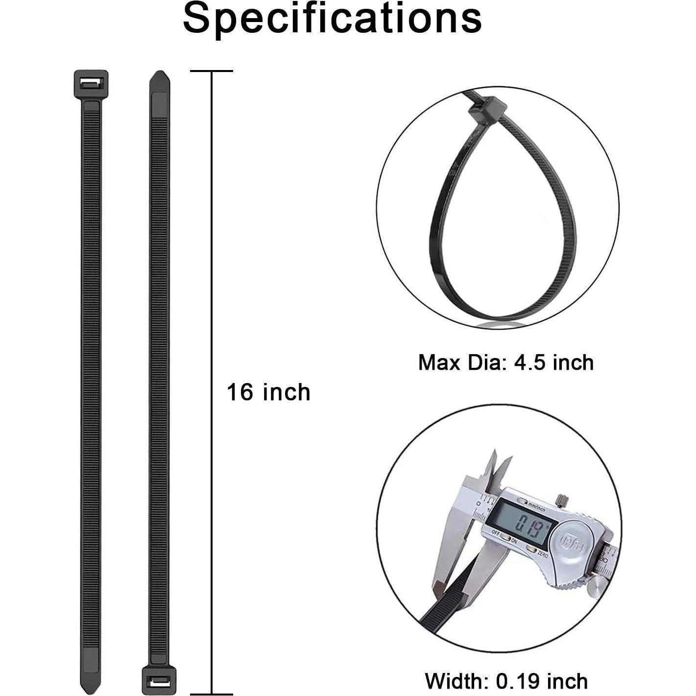 Bridas KAMOTA 1500pcs 16 Pulgadas Nylon 50kg Auto-Bloqueantes