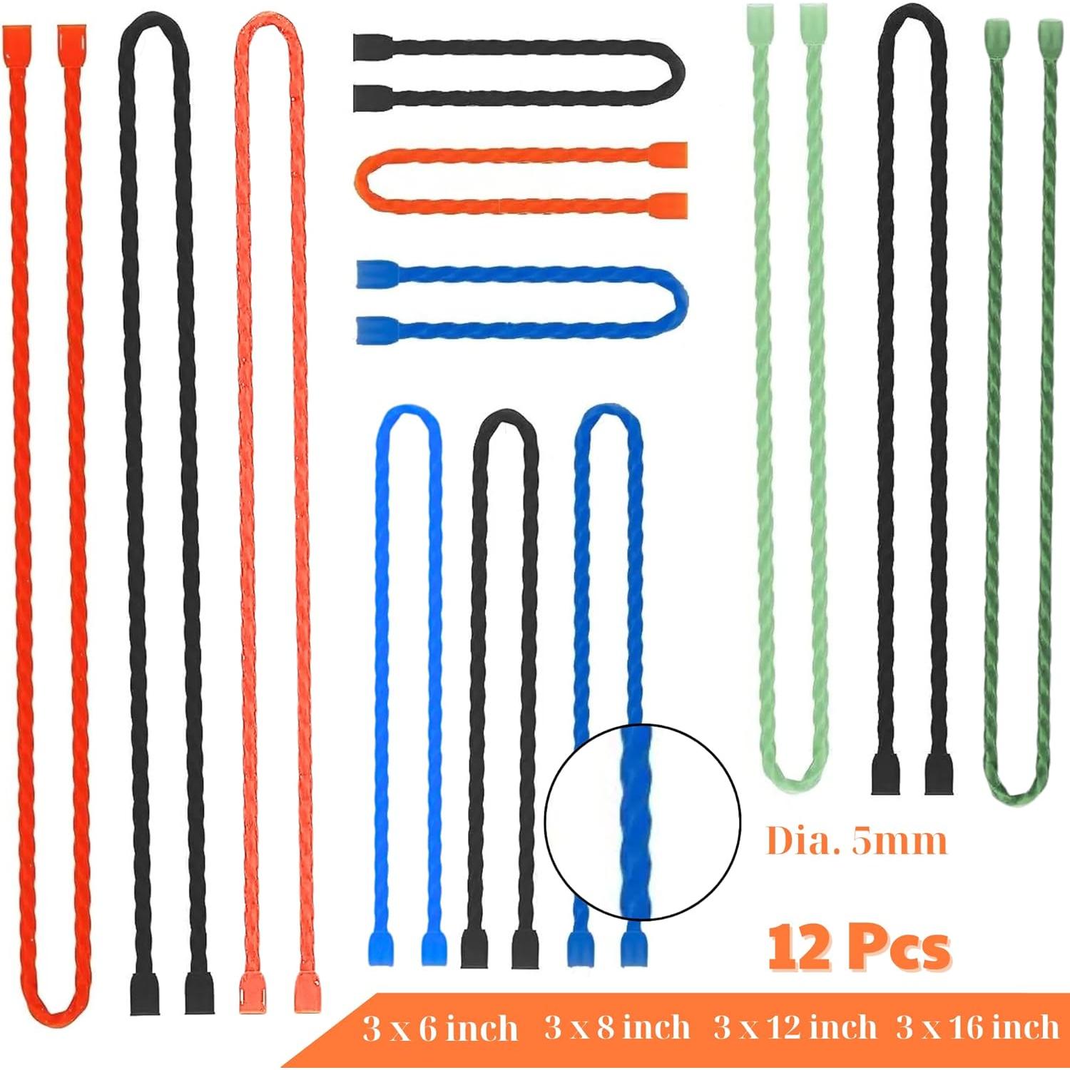 12 Sujetadores de Silicona GREOCE Multicolor 20cm Reutilizables