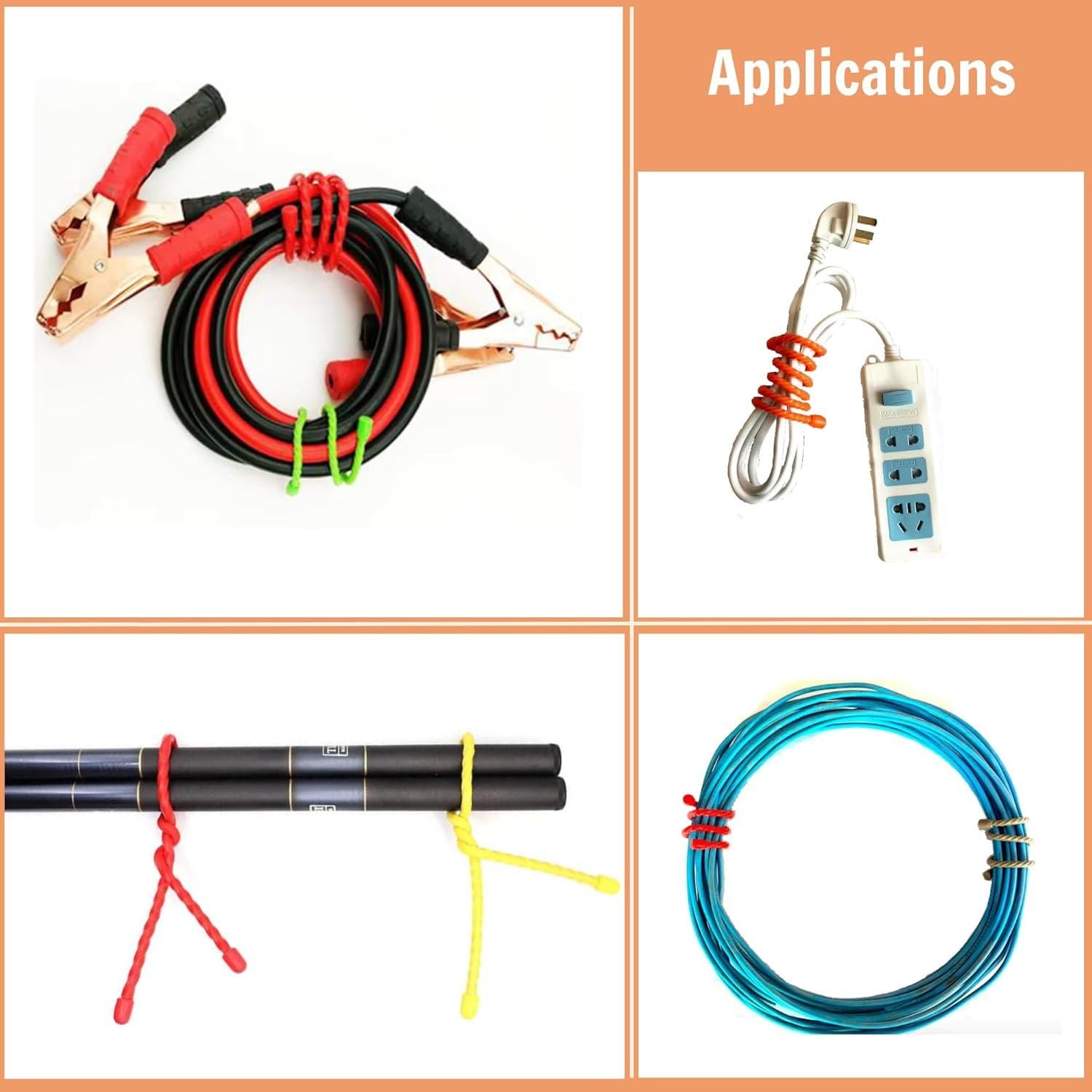 12 Sujetadores de Silicona GREOCE Multicolor 20cm Reutilizables