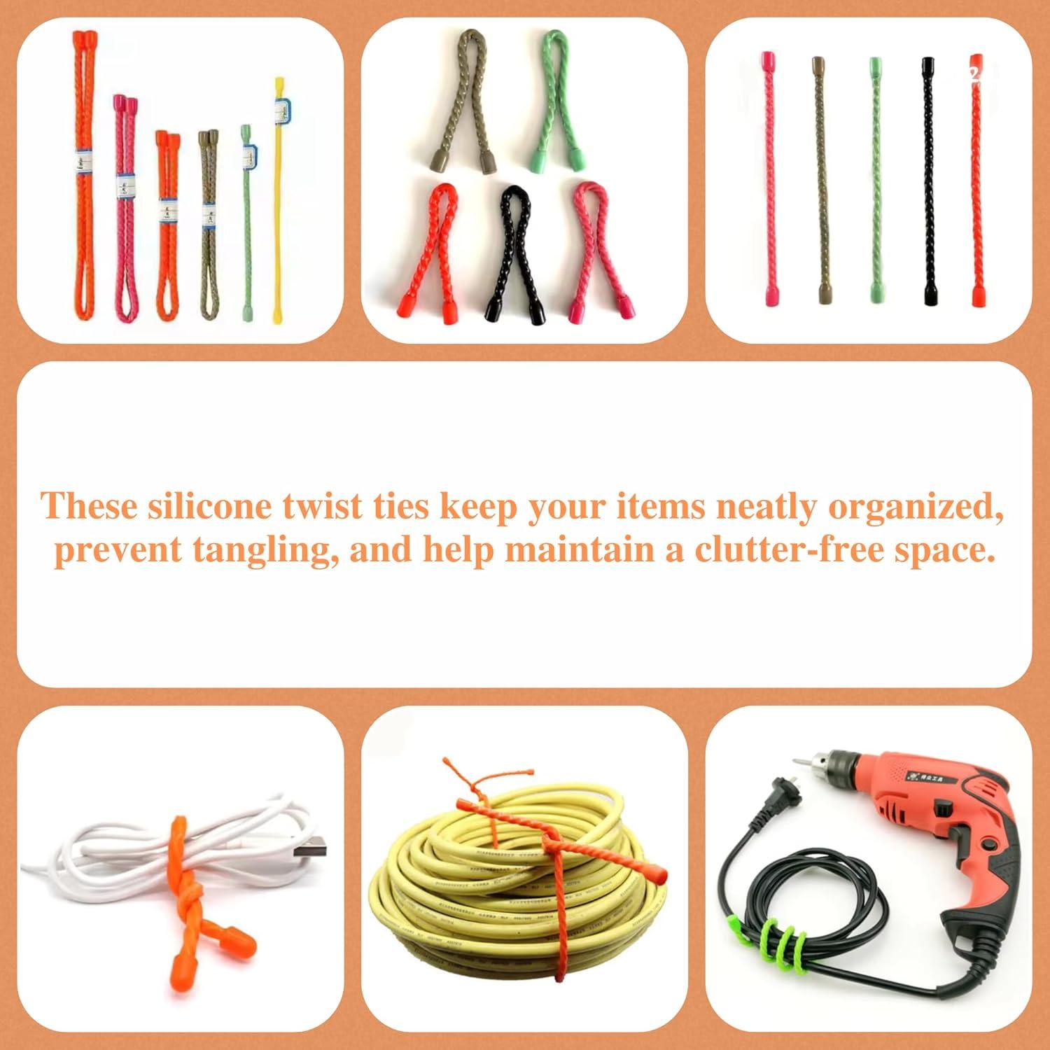 12 Sujetadores de Silicona GREOCE Multicolor 20cm Reutilizables